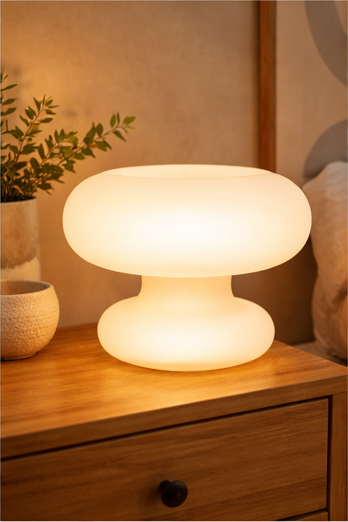 Modern Frosted Glass Mushroom Table Lamp