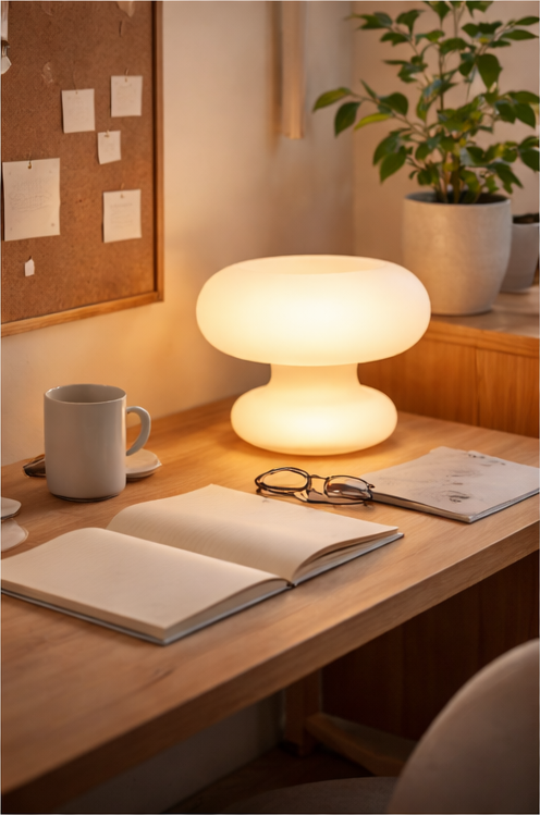 Modern Frosted Glass Mushroom Table Lamp