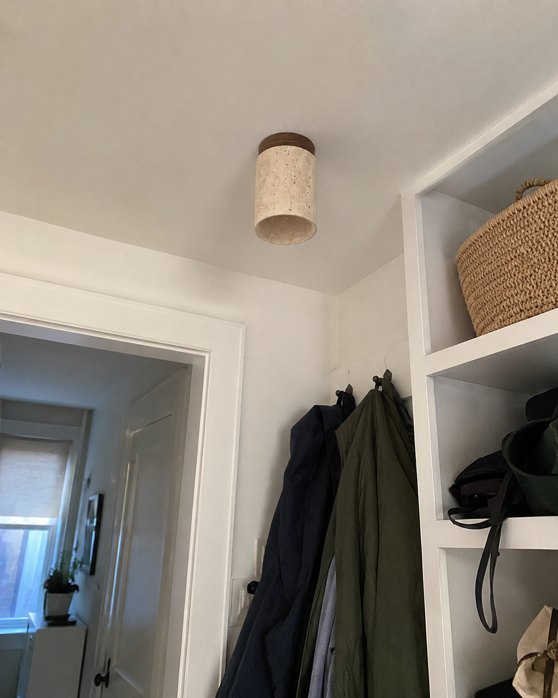 Faro | Yellow Travertine Cylinder Flush Ceiling Light