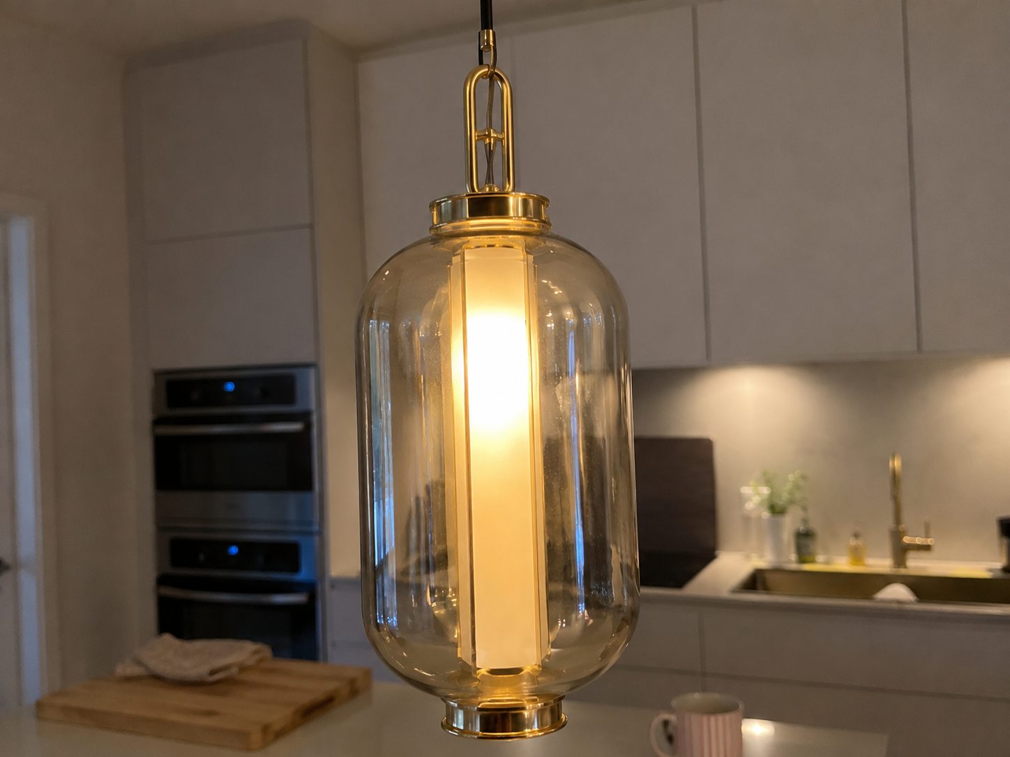 Isabelle | Amber Glass Lantern Pendant