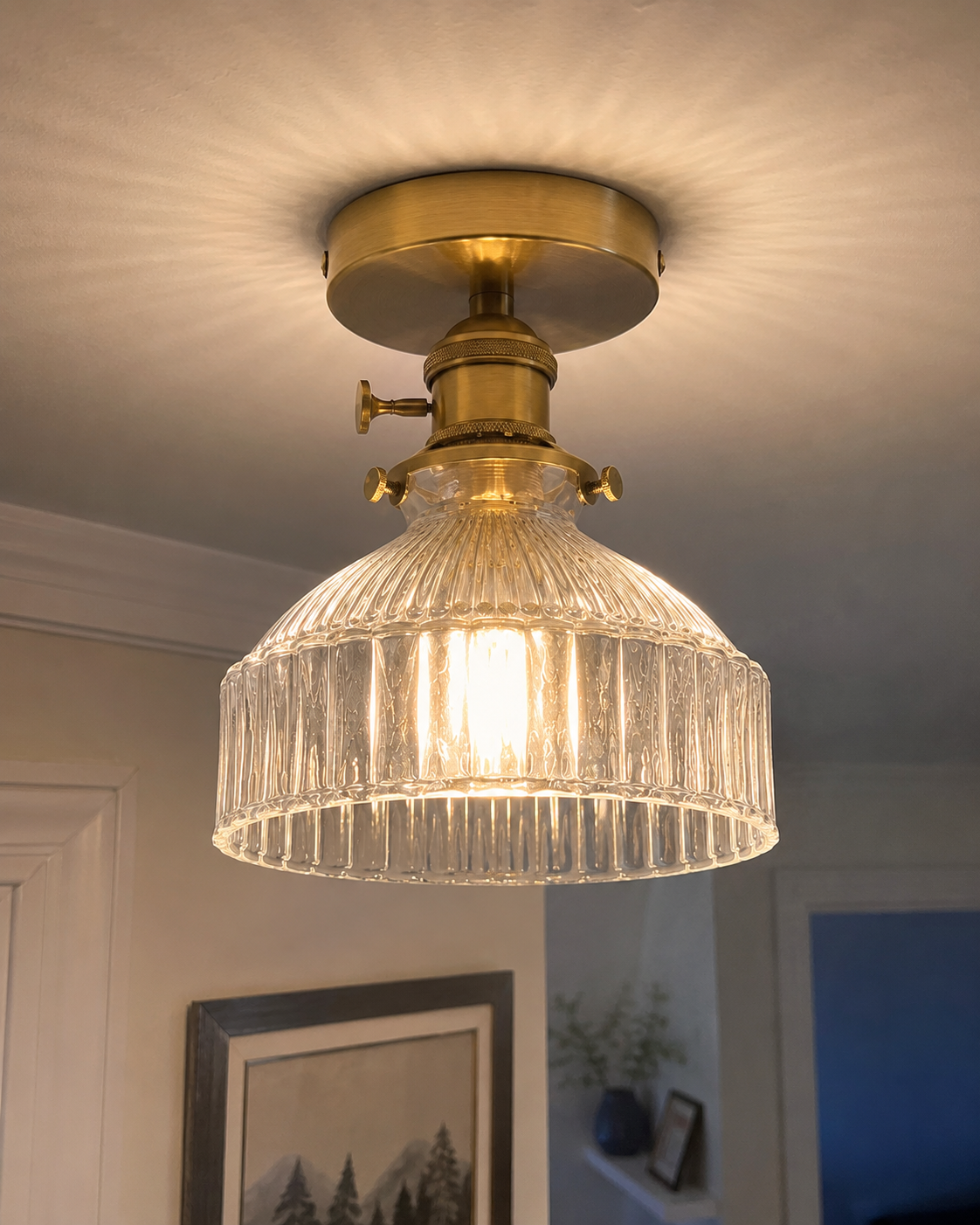 Odette | Ribbed Glass Flush Mount