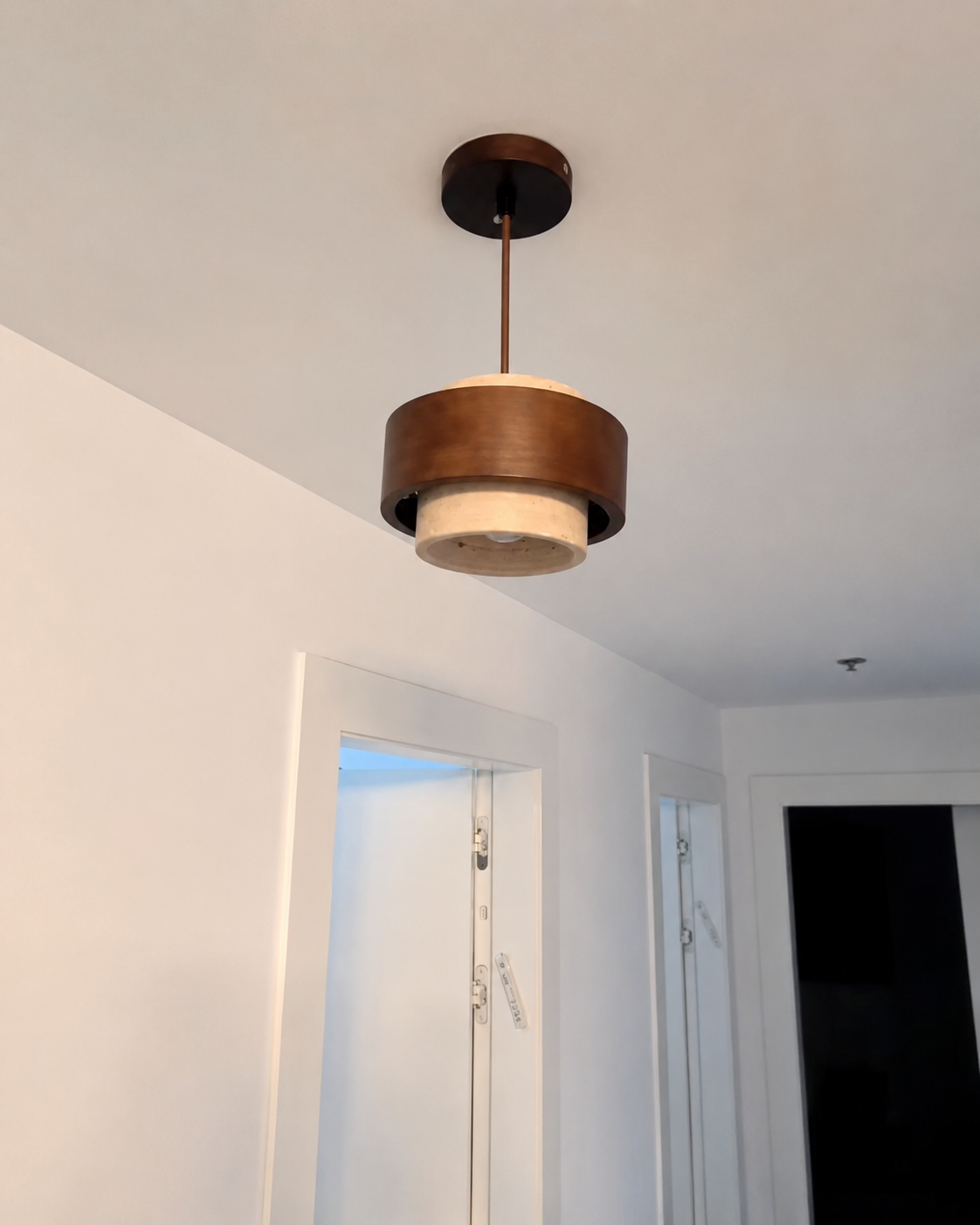 Noa | Travertine & Walnut Pendant Light
