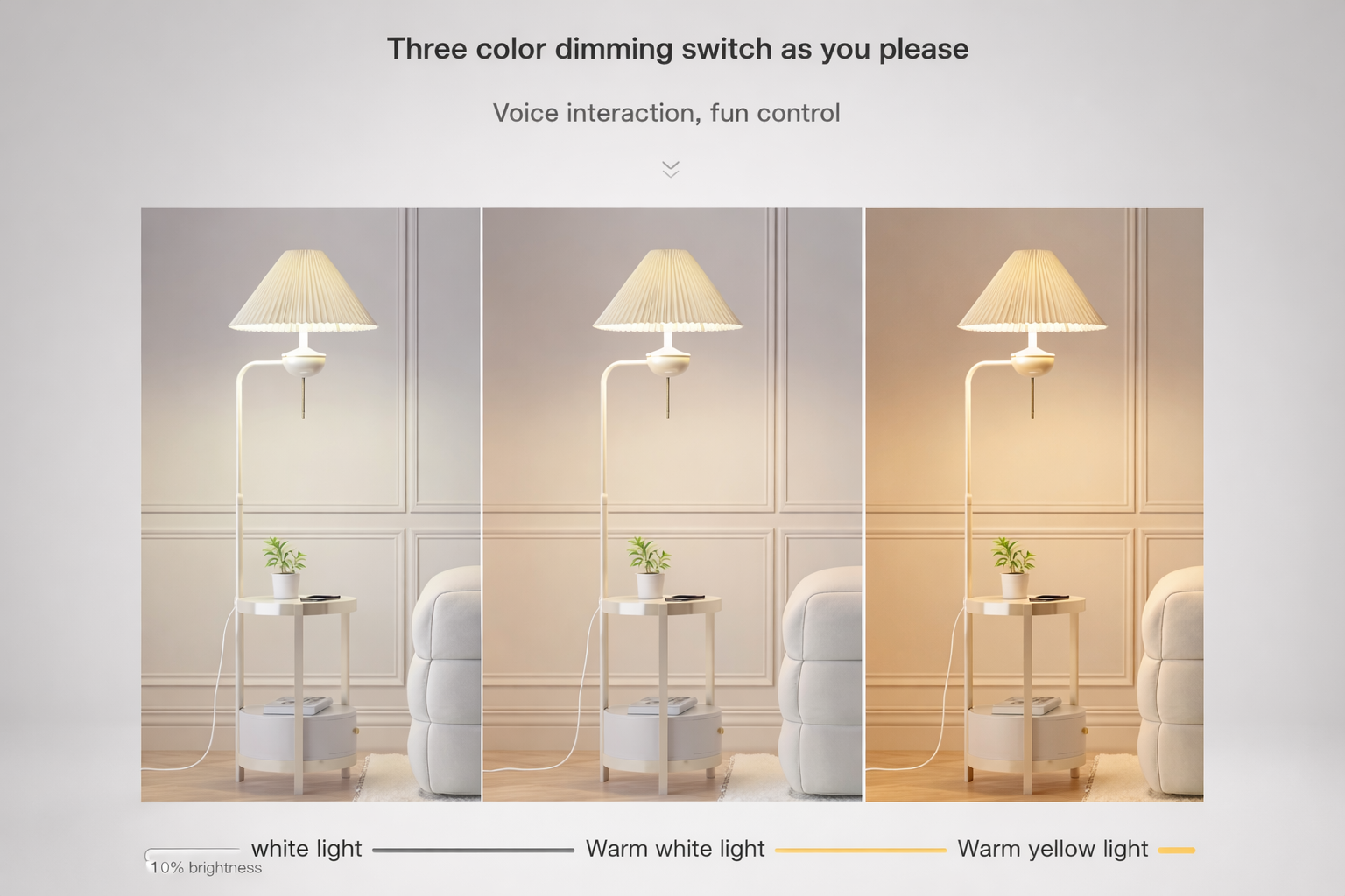 Cream Style Floor Lamp with Wireless Charging Table