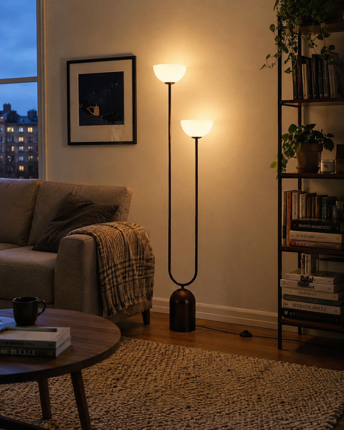 Roman | Dual-Head Arc Floor Lamp