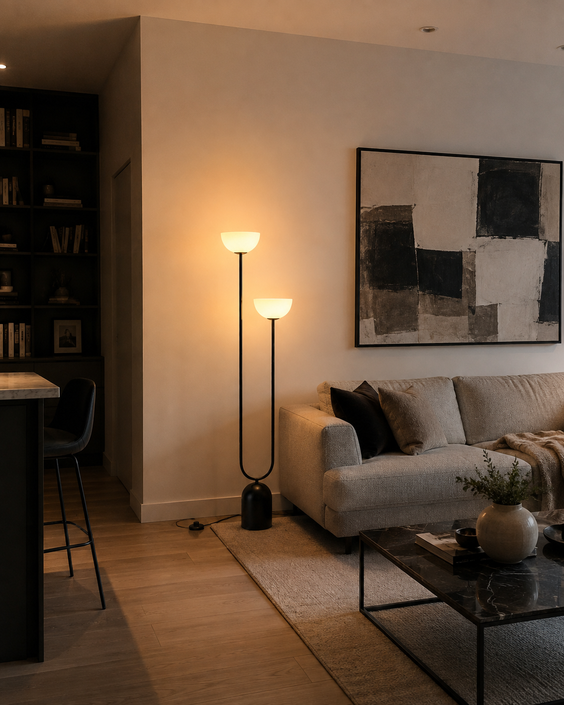 Roman | Dual-Head Arc Floor Lamp