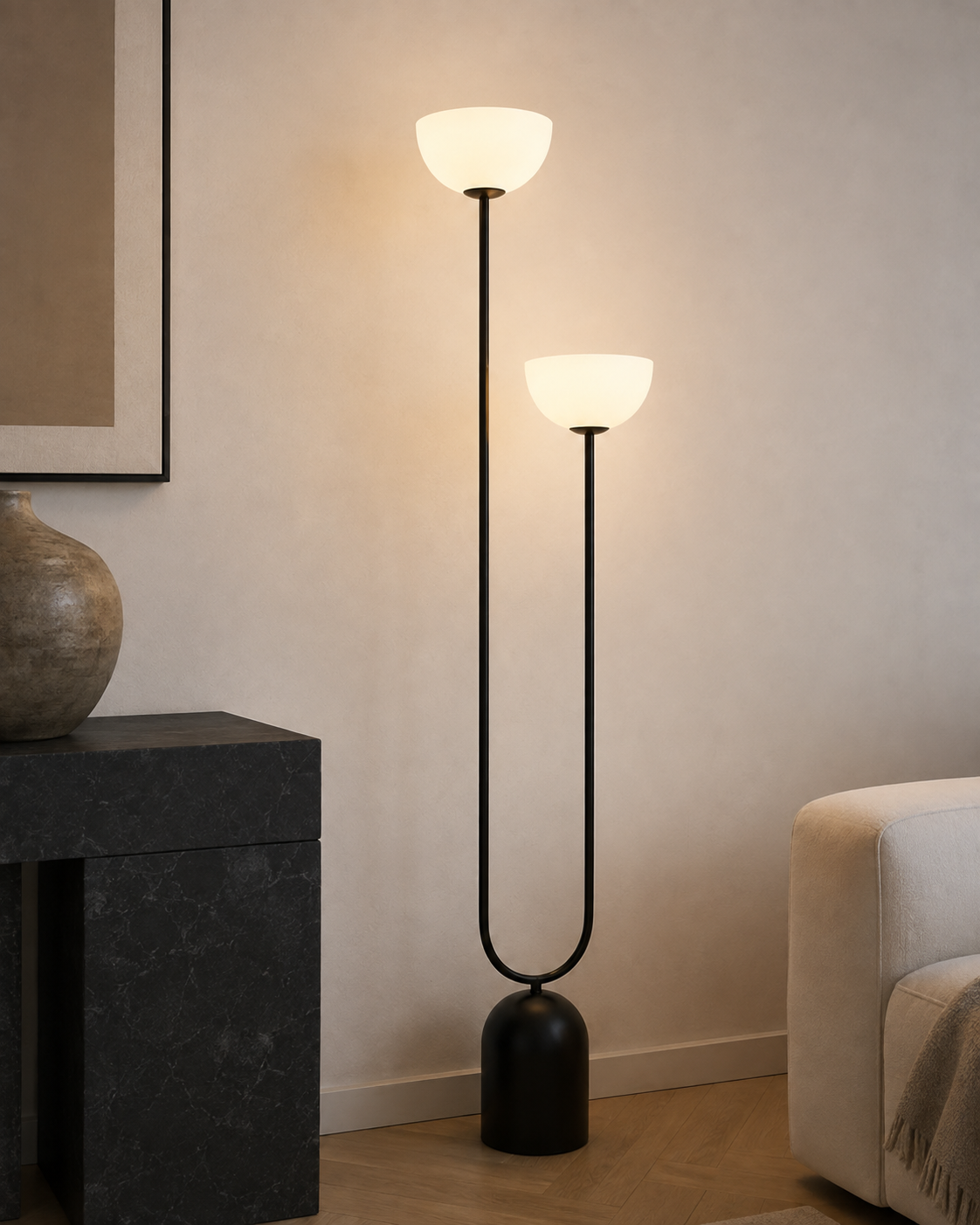 Roman | Dual-Head Arc Floor Lamp