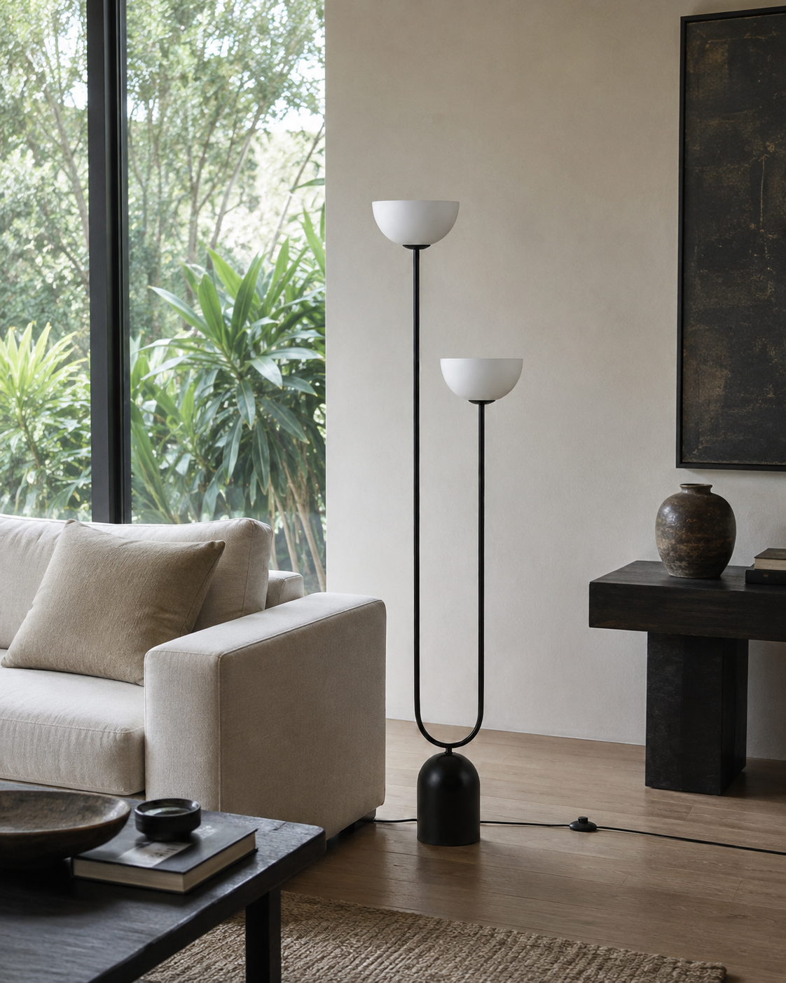Roman | Dual-Head Arc Floor Lamp