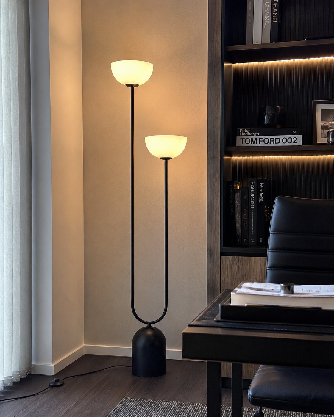 Roman | Dual-Head Arc Floor Lamp