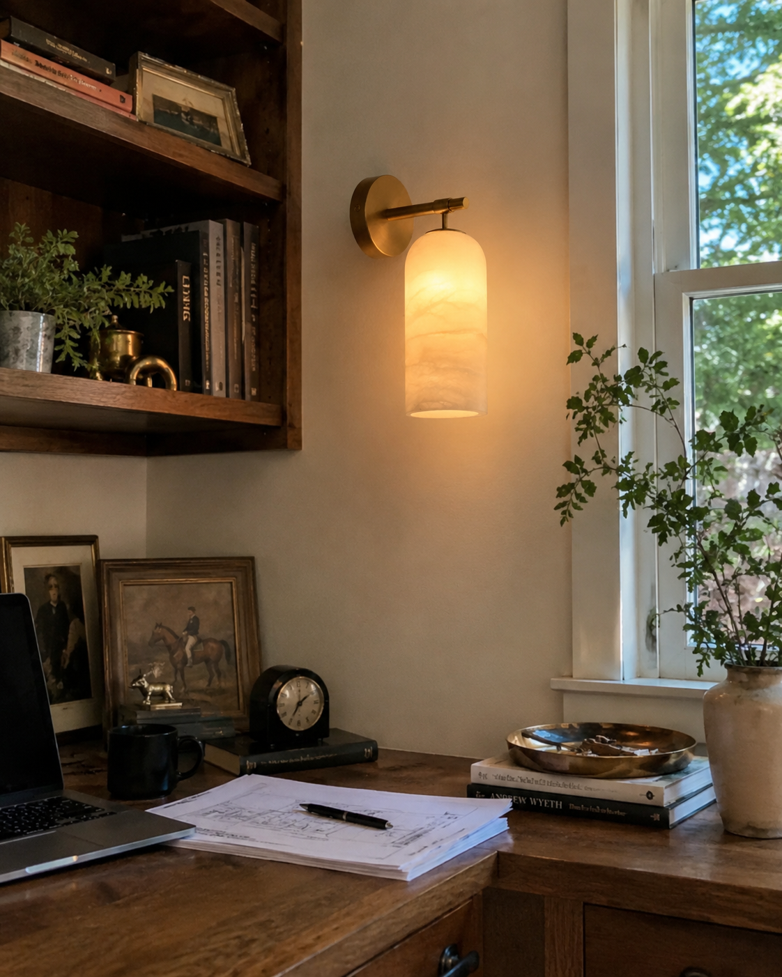 Volta | Alabaster & Brass Wall Sconce