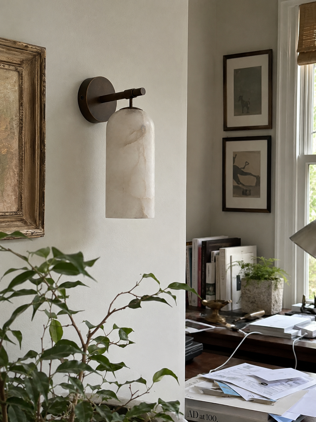 Volta | Alabaster & Brass Wall Sconce
