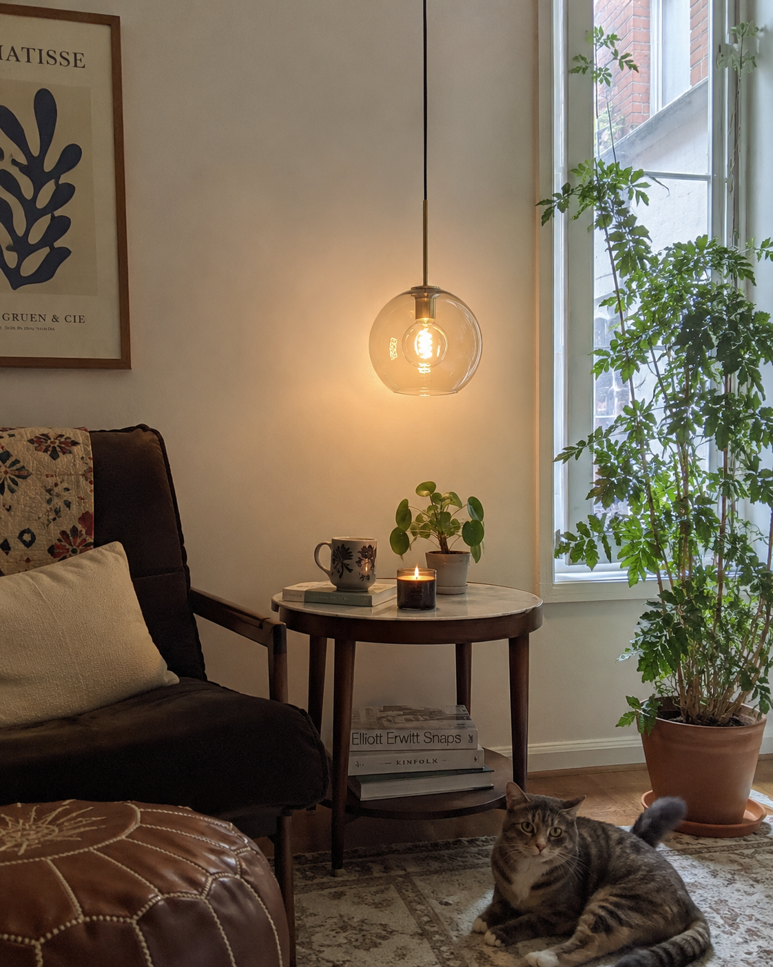 Ora | Cognac Glass Globe Pendant Light