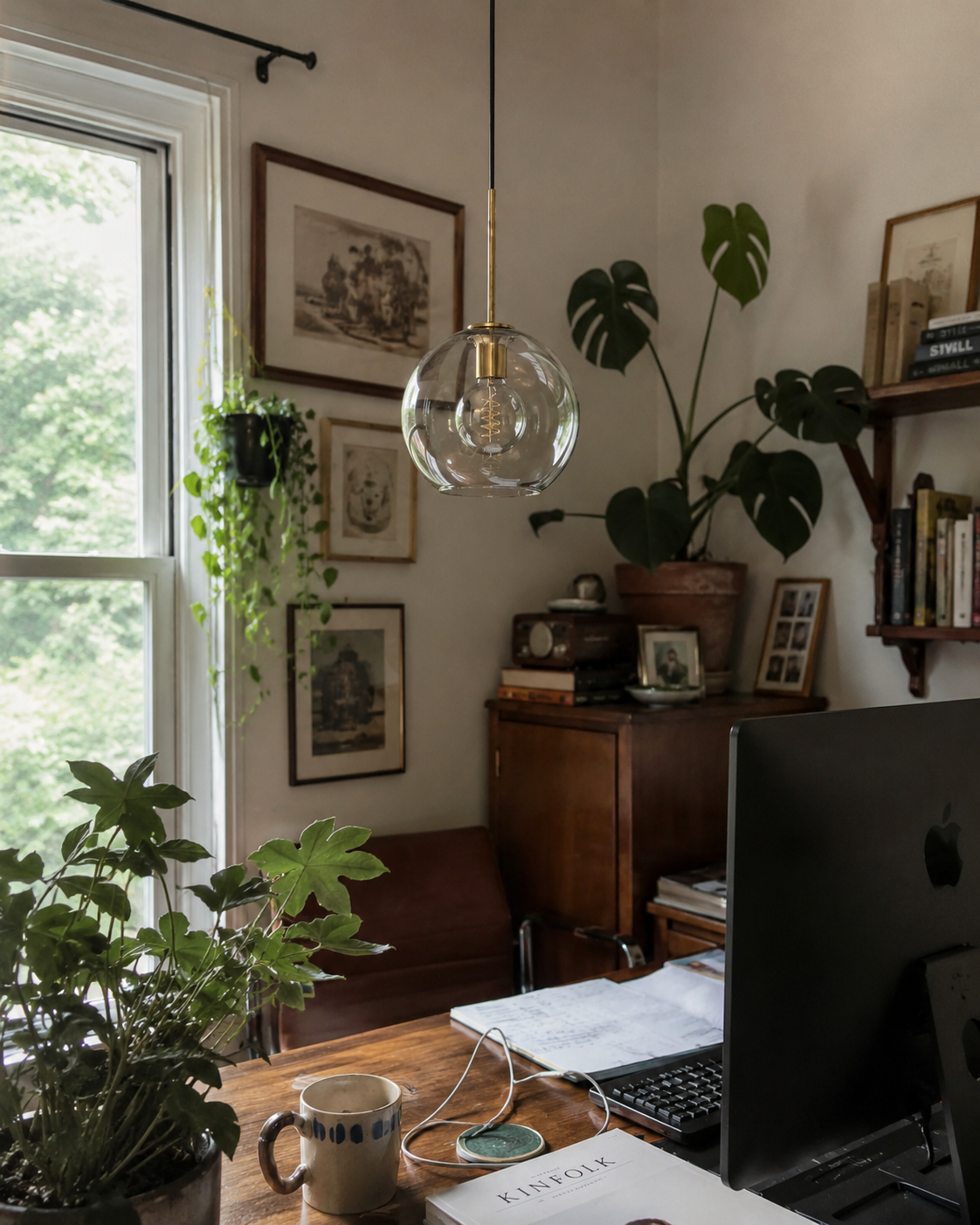 Ora | Cognac Glass Globe Pendant Light