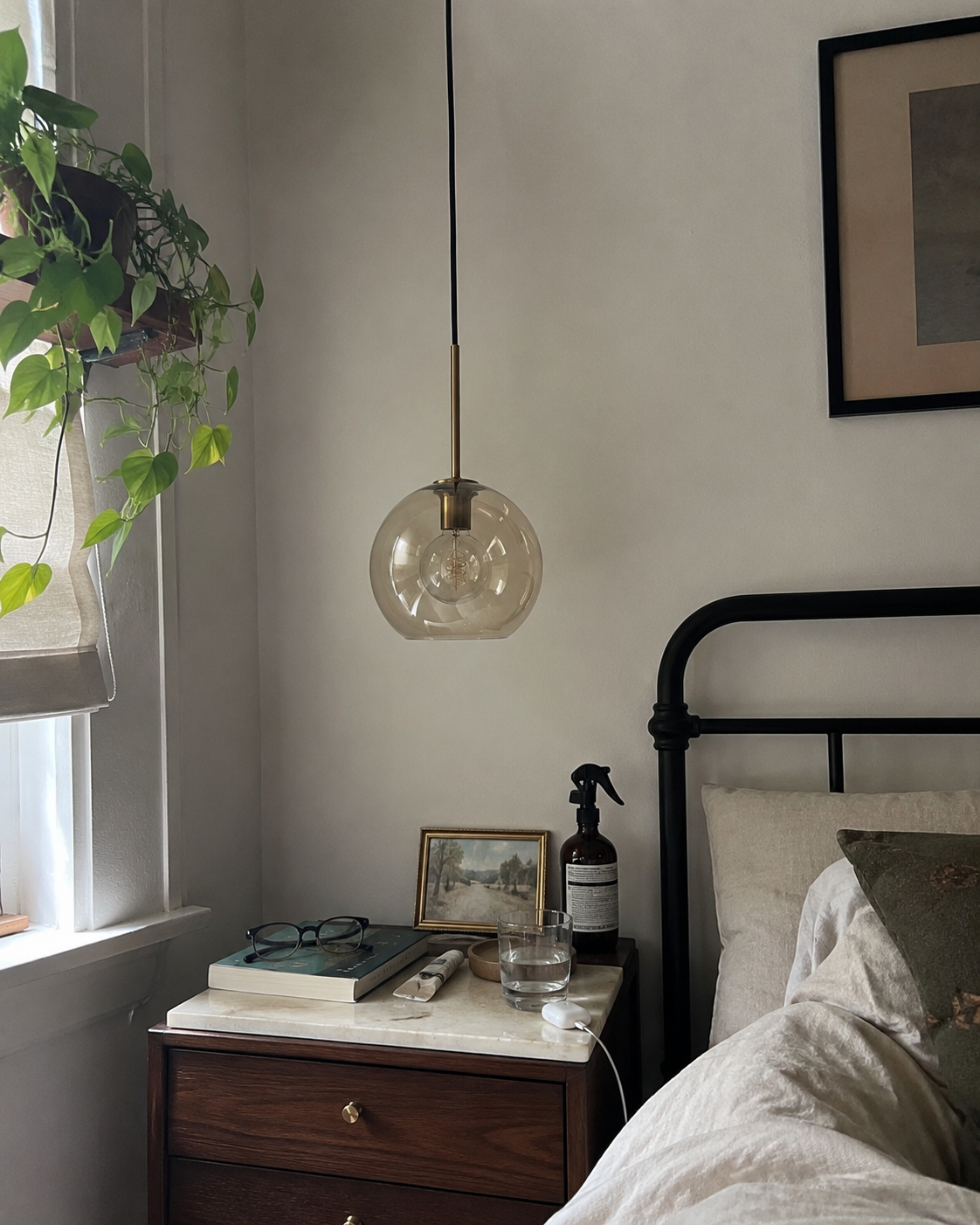 Ora | Cognac Glass Globe Pendant Light