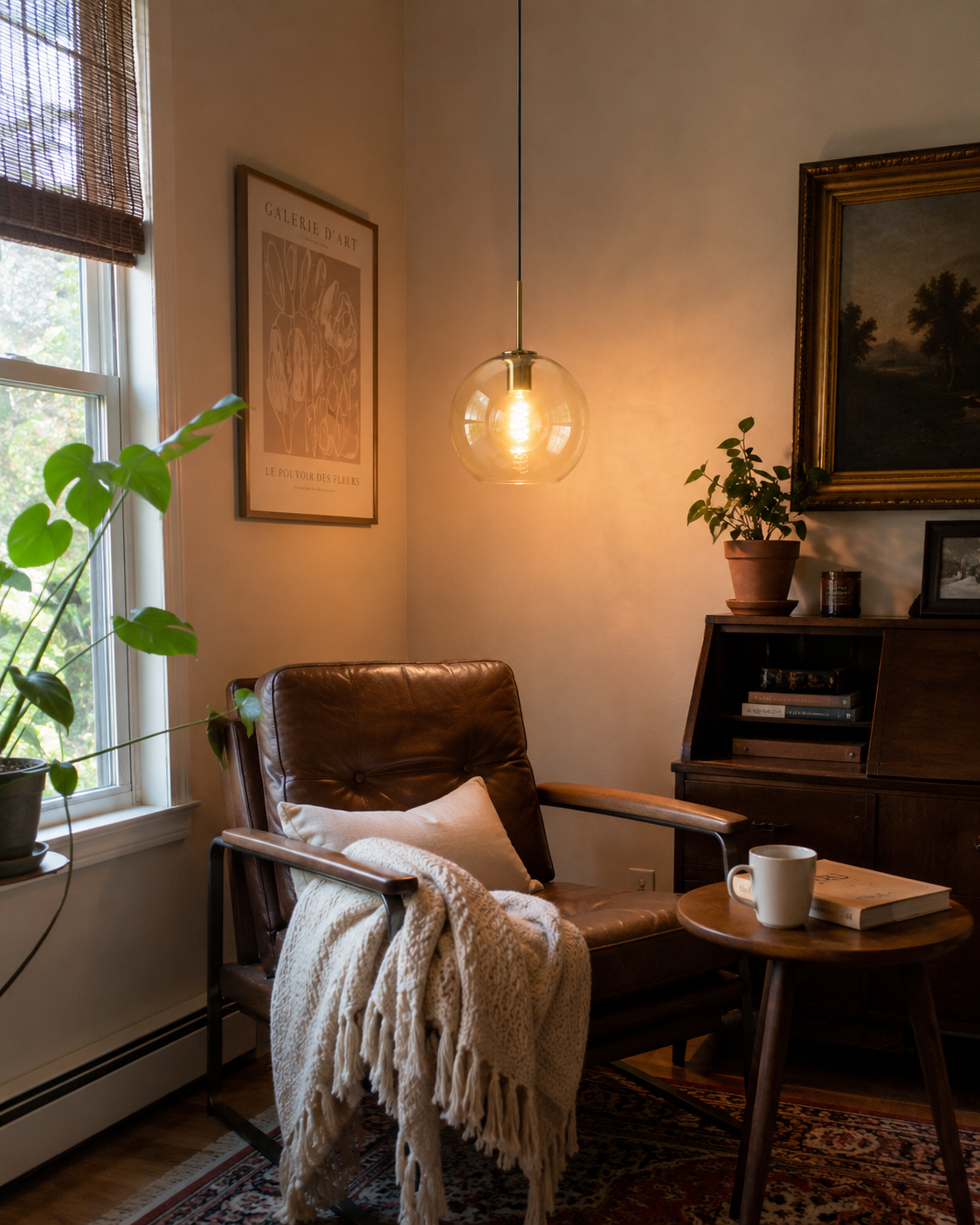 Ora | Cognac Glass Globe Pendant Light