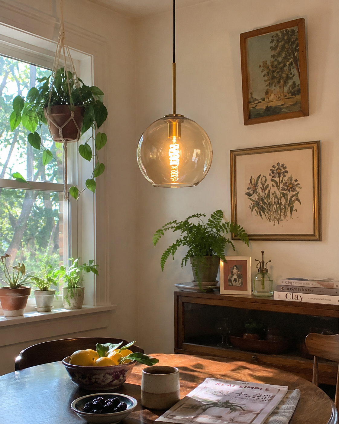 Ora | Cognac Glass Globe Pendant Light