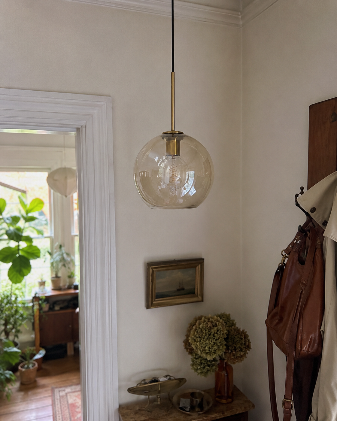 Ora | Cognac Glass Globe Pendant Light
