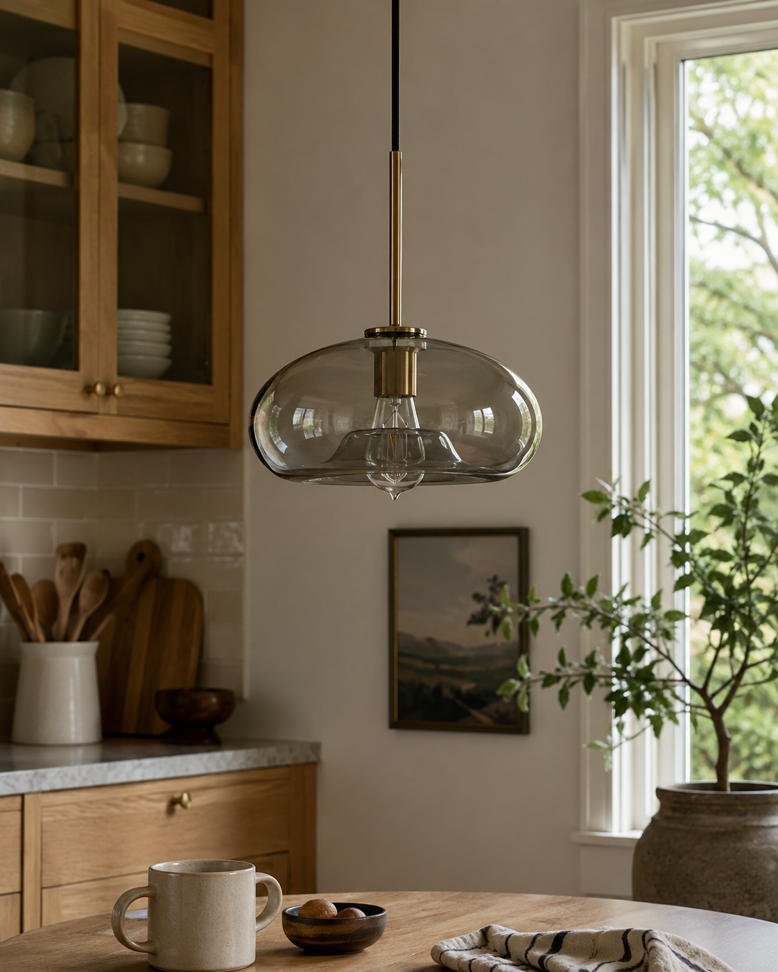 Amora | Cognac Glass Drop Pendant Light