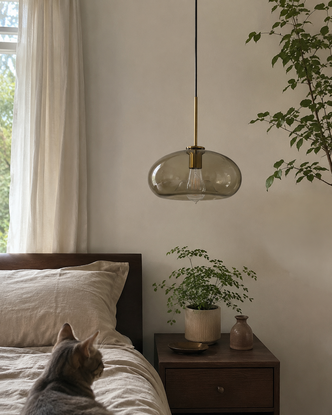 Amora | Cognac Glass Drop Pendant Light