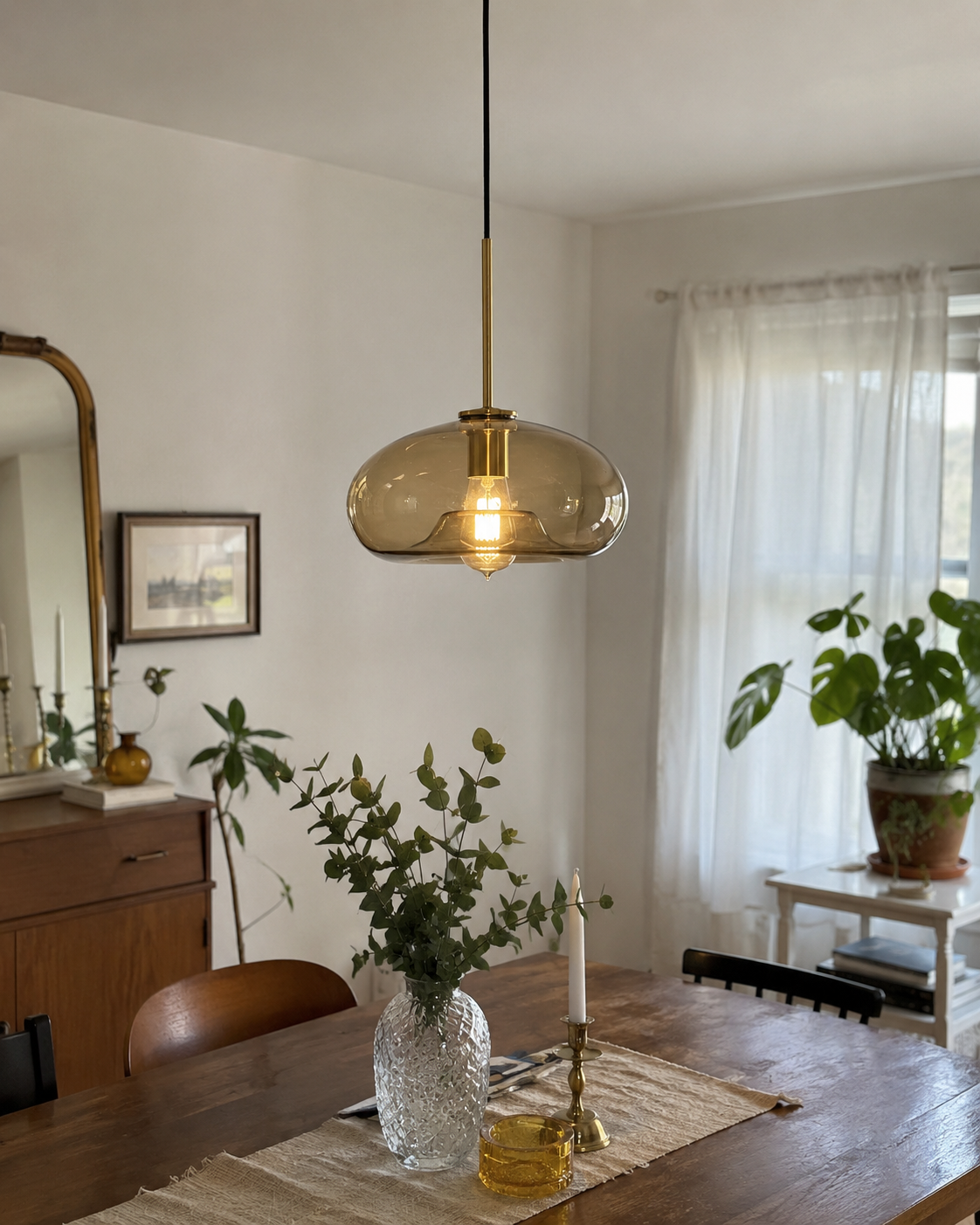 Amora | Cognac Glass Drop Pendant Light