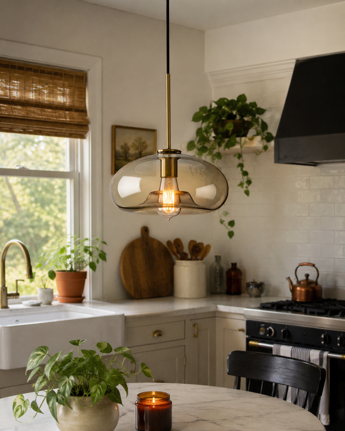 Amora | Cognac Glass Drop Pendant Light