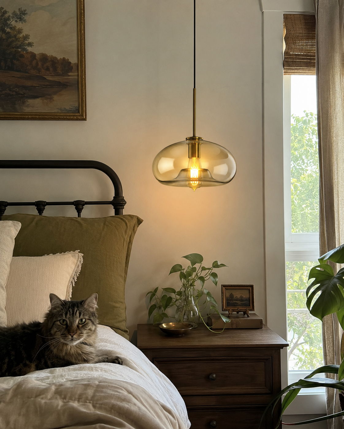 Amora | Cognac Glass Drop Pendant Light