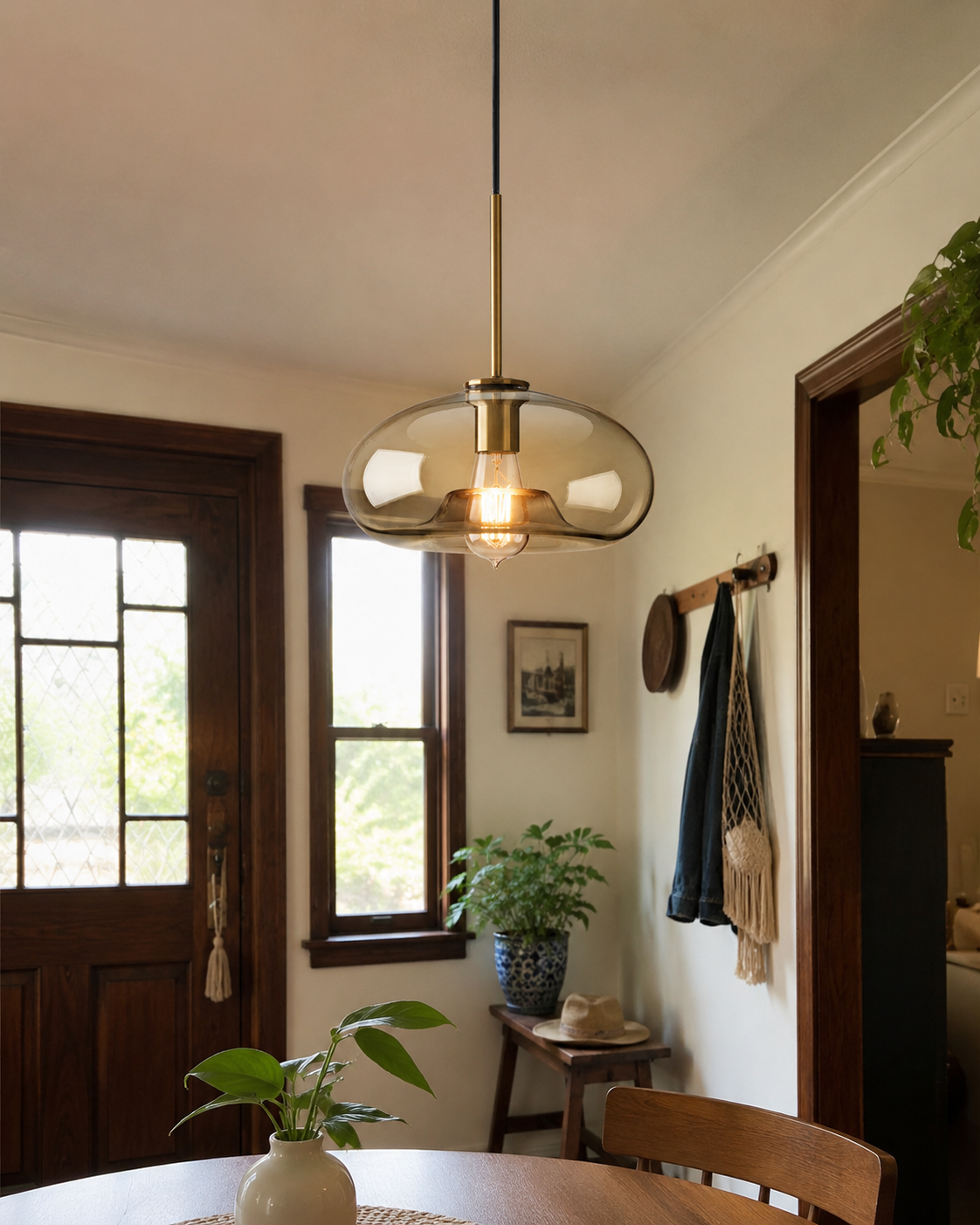 Amora | Cognac Glass Drop Pendant Light