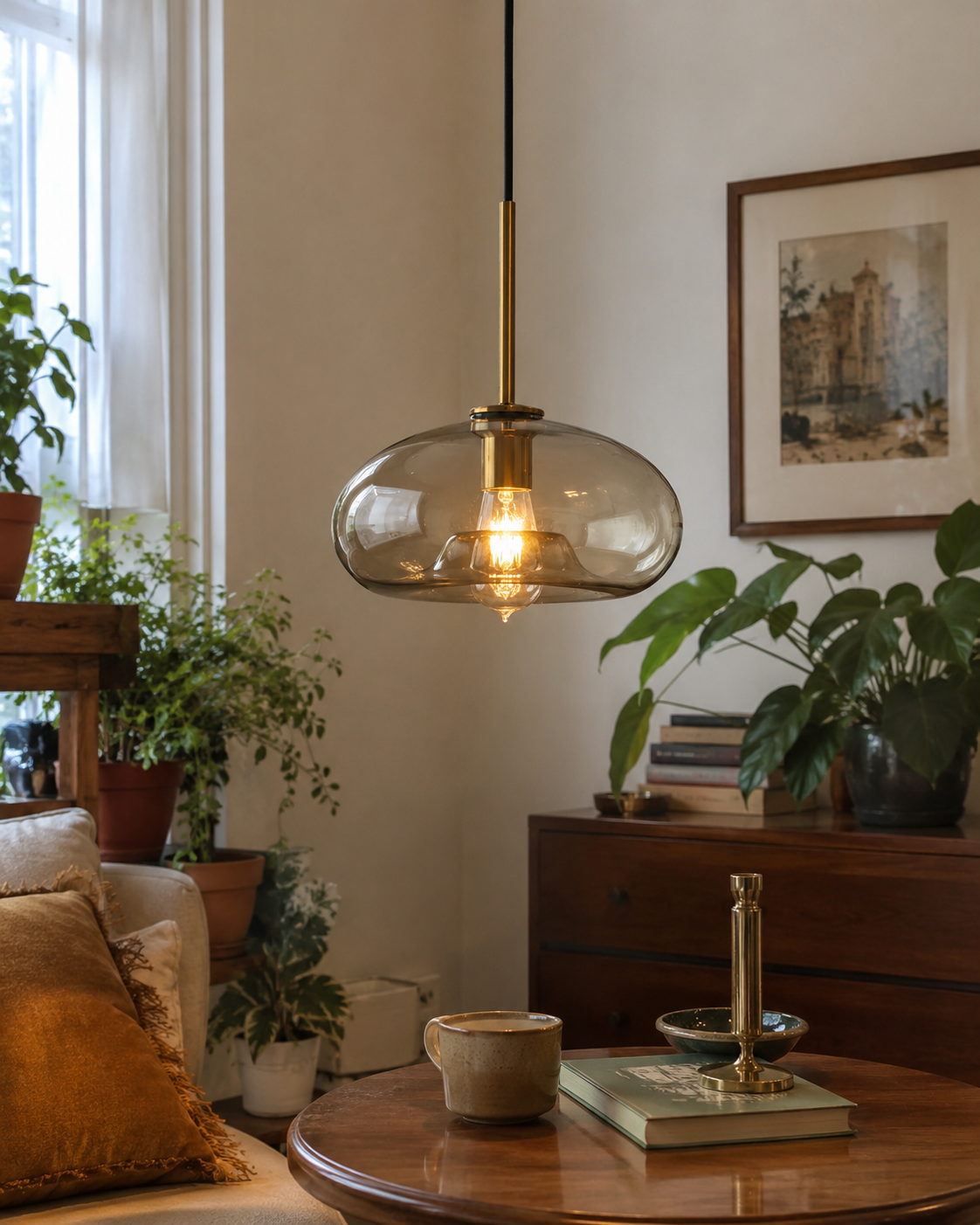 Amora | Cognac Glass Drop Pendant Light