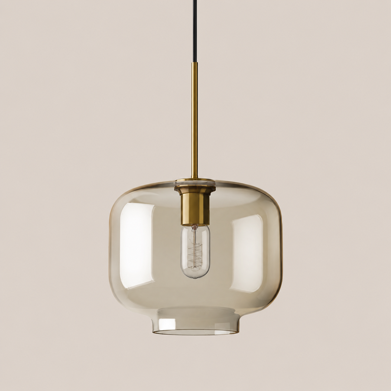 Bruma | Cognac Ribbed Glass Pendant Light