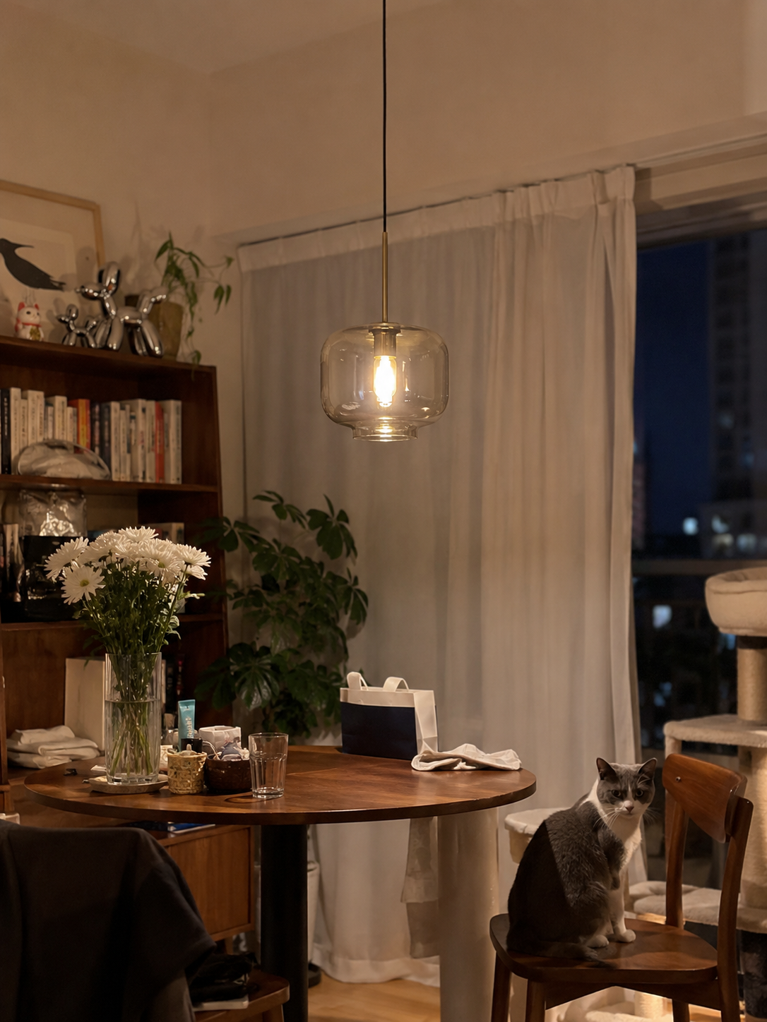 Bruma | Cognac Ribbed Glass Pendant Light