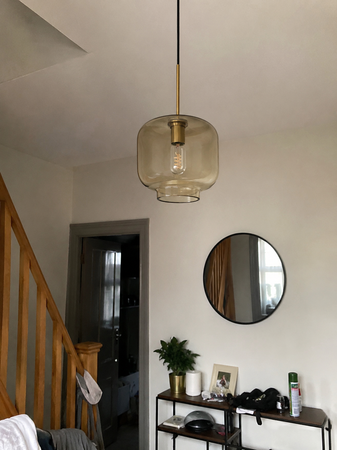 Bruma | Cognac Ribbed Glass Pendant Light