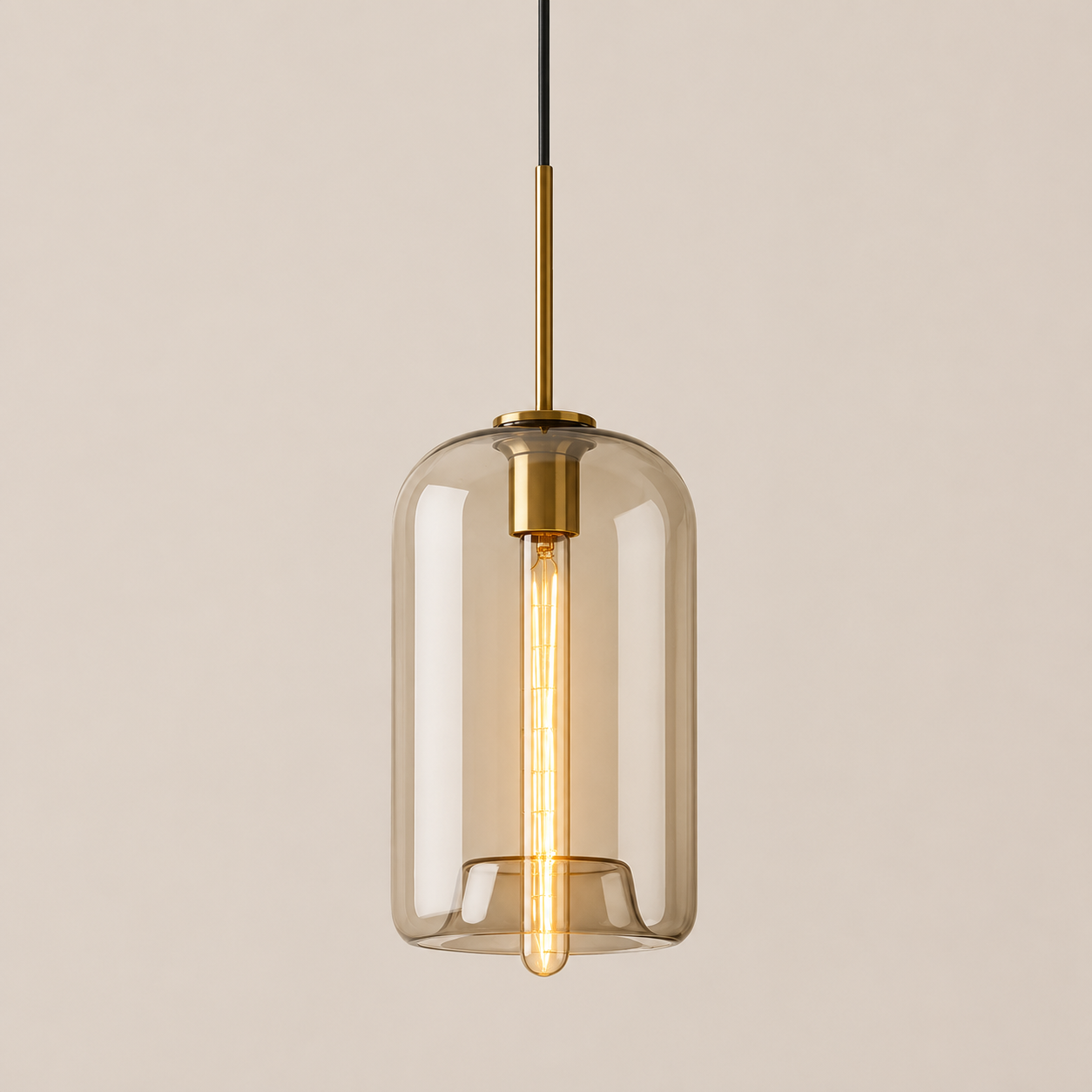 Vela | Cognac Glass Cylinder Pendant Light