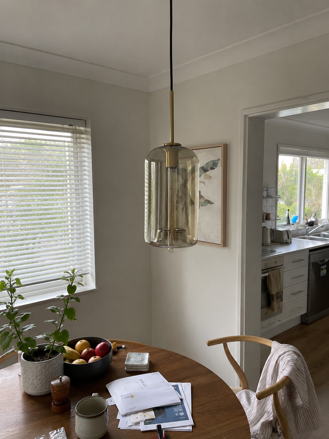 Vela | Cognac Glass Cylinder Pendant Light