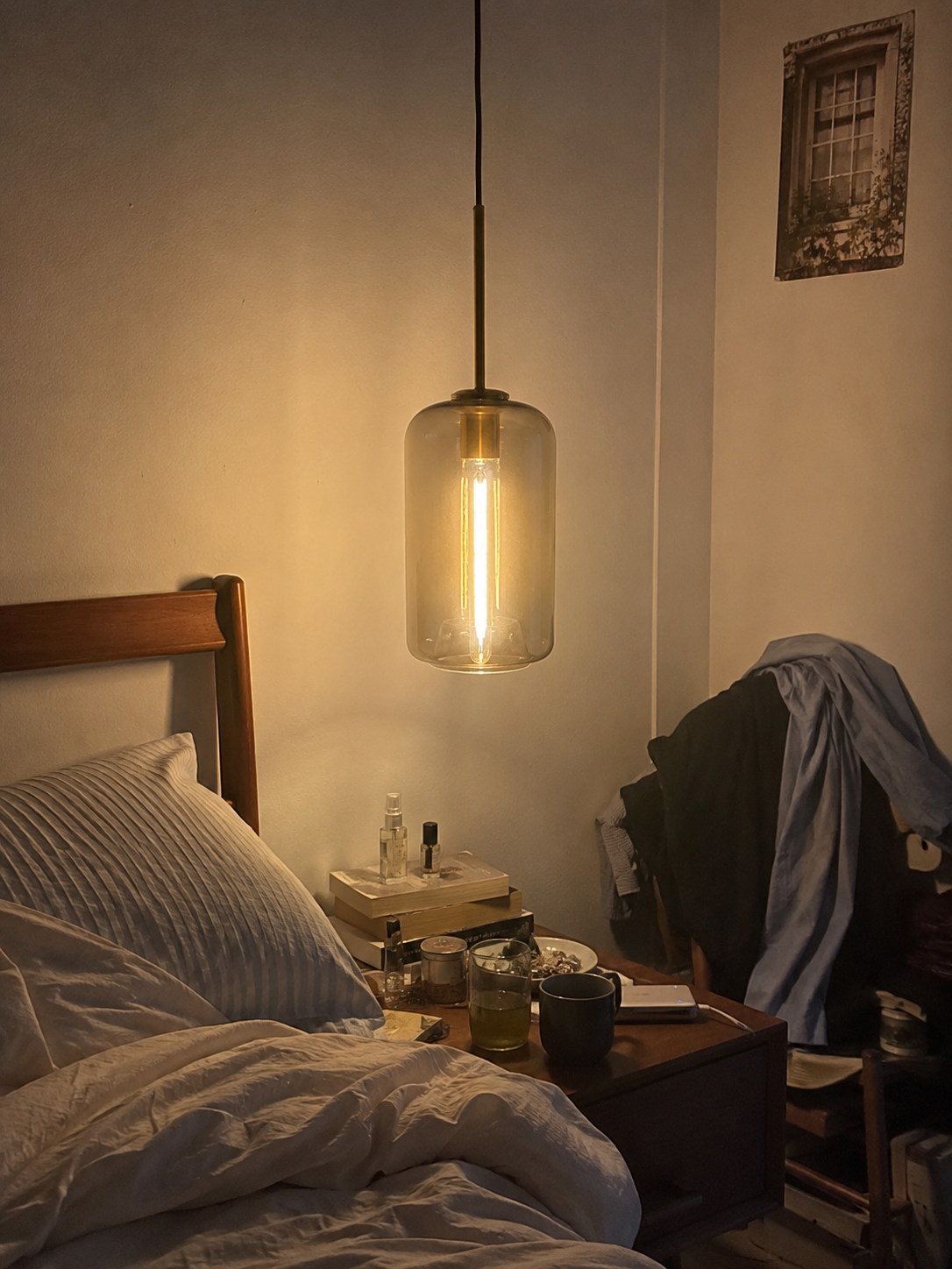 Vela | Cognac Glass Cylinder Pendant Light