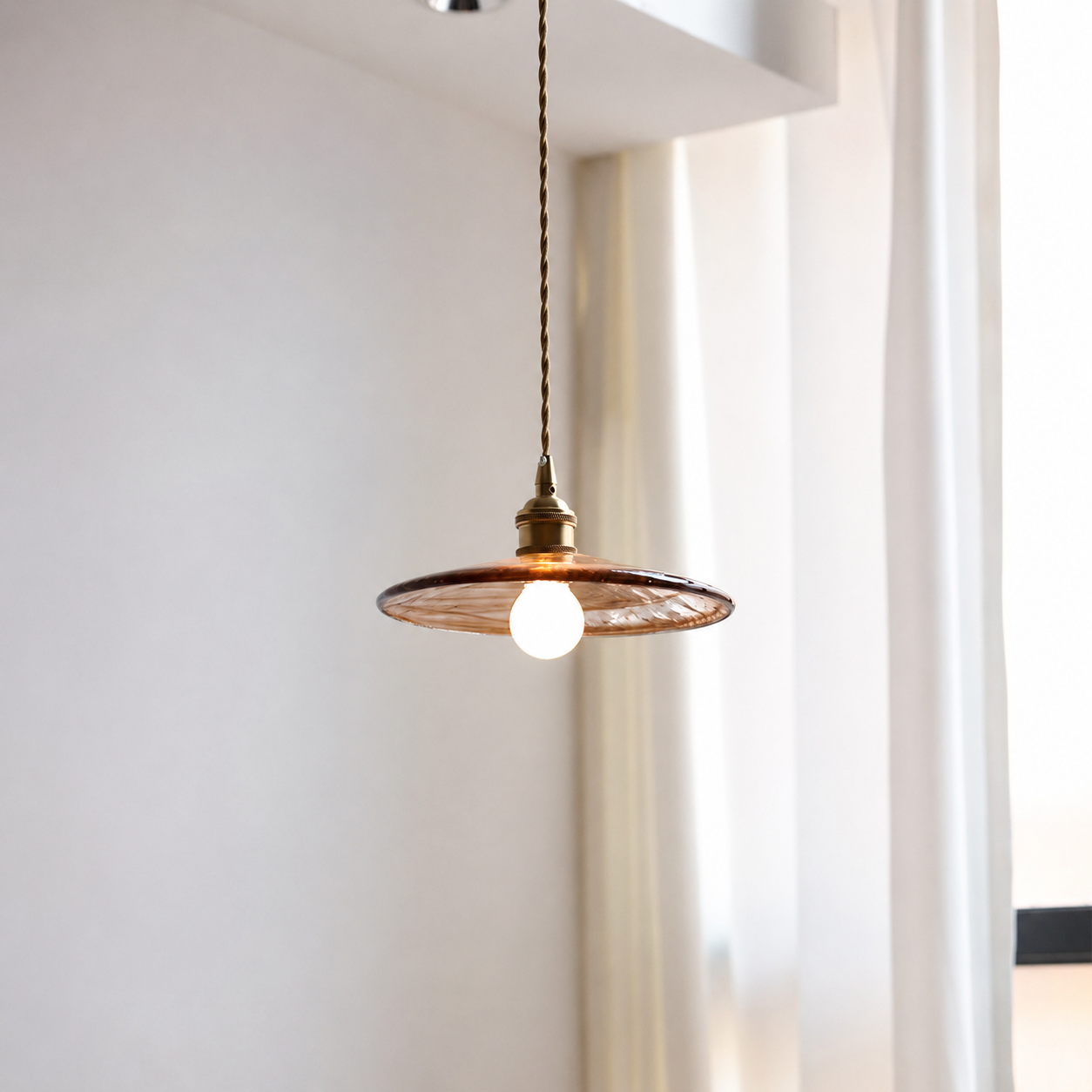 Kohaku | Amber Glass Disc Pendant