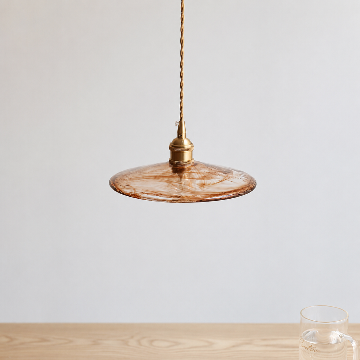Kohaku | Amber Glass Disc Pendant
