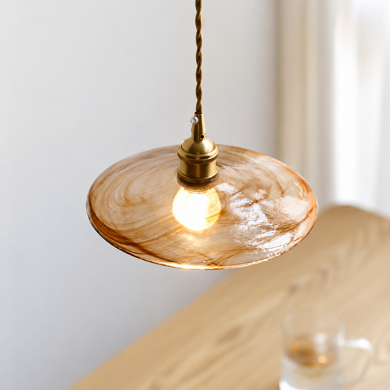 Kohaku | Amber Glass Disc Pendant