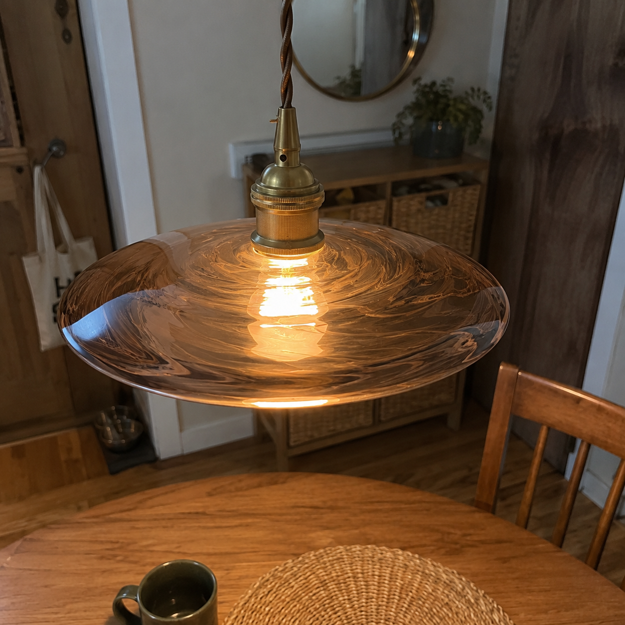 Kohaku | Amber Glass Disc Pendant