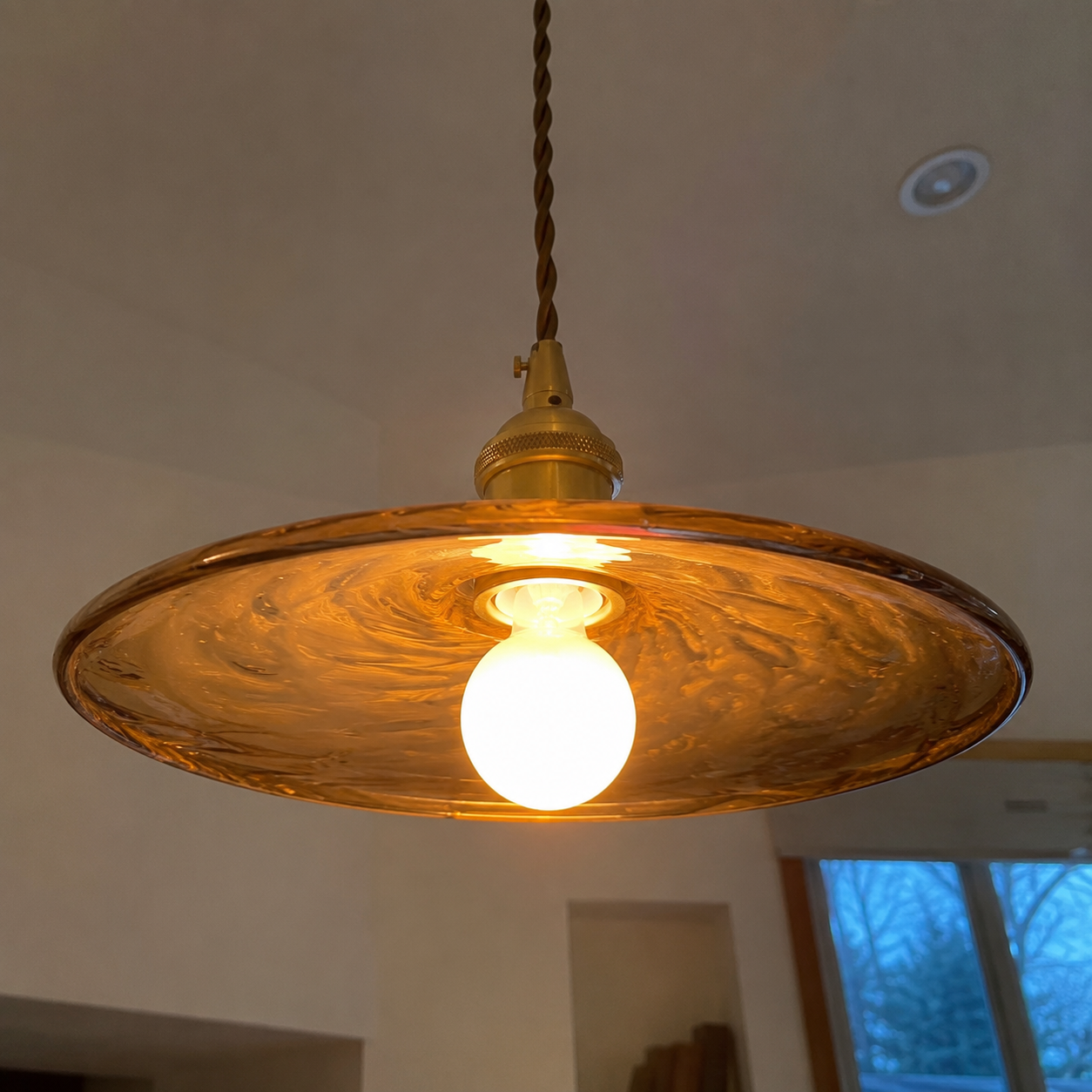Kohaku | Amber Glass Disc Pendant