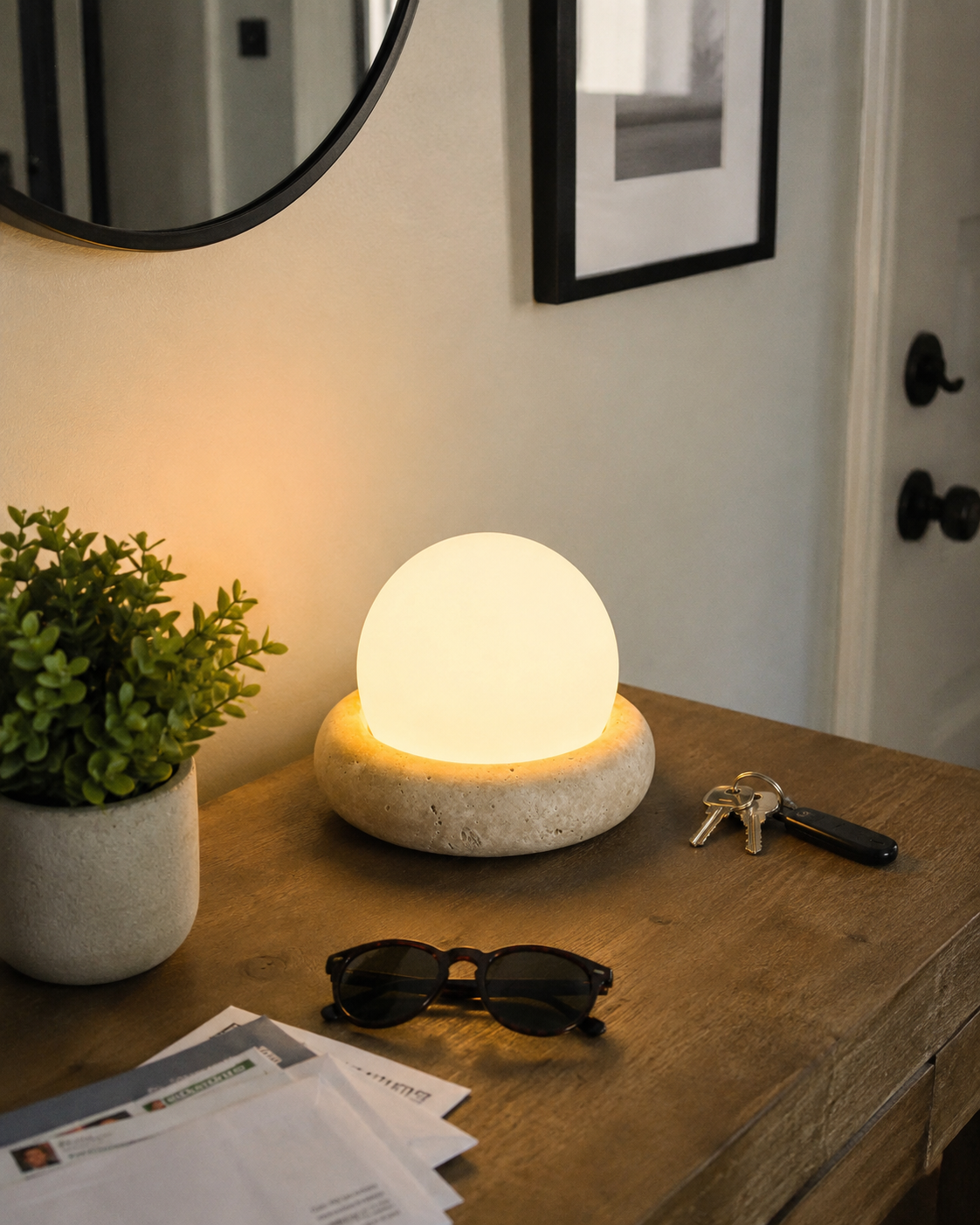 Pebble | Cordless Stone Dome Lamp