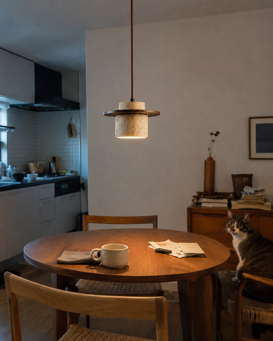 Ishi | Japandi Travertine Pendant Light