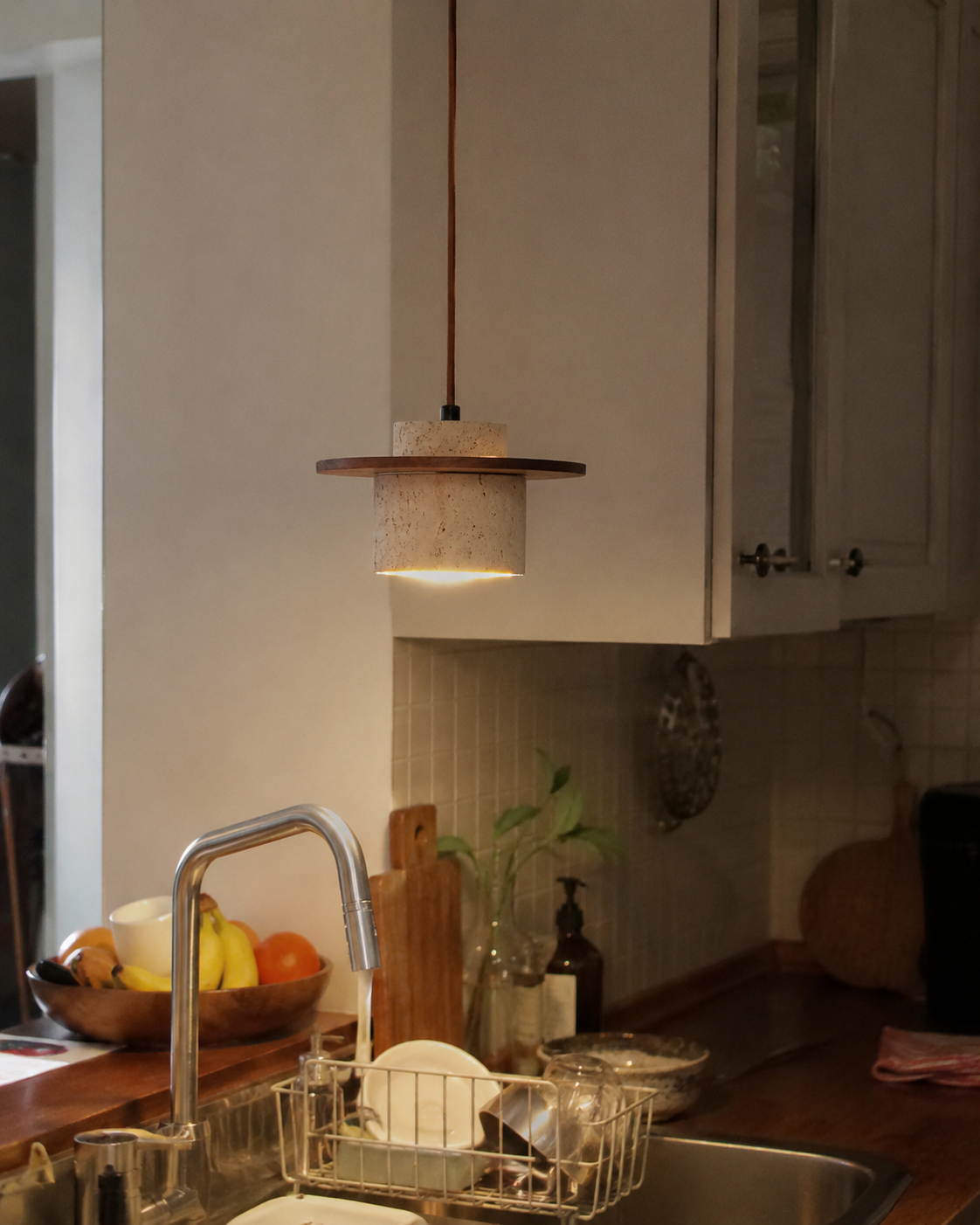 Ishi | Japandi Travertine Pendant Light