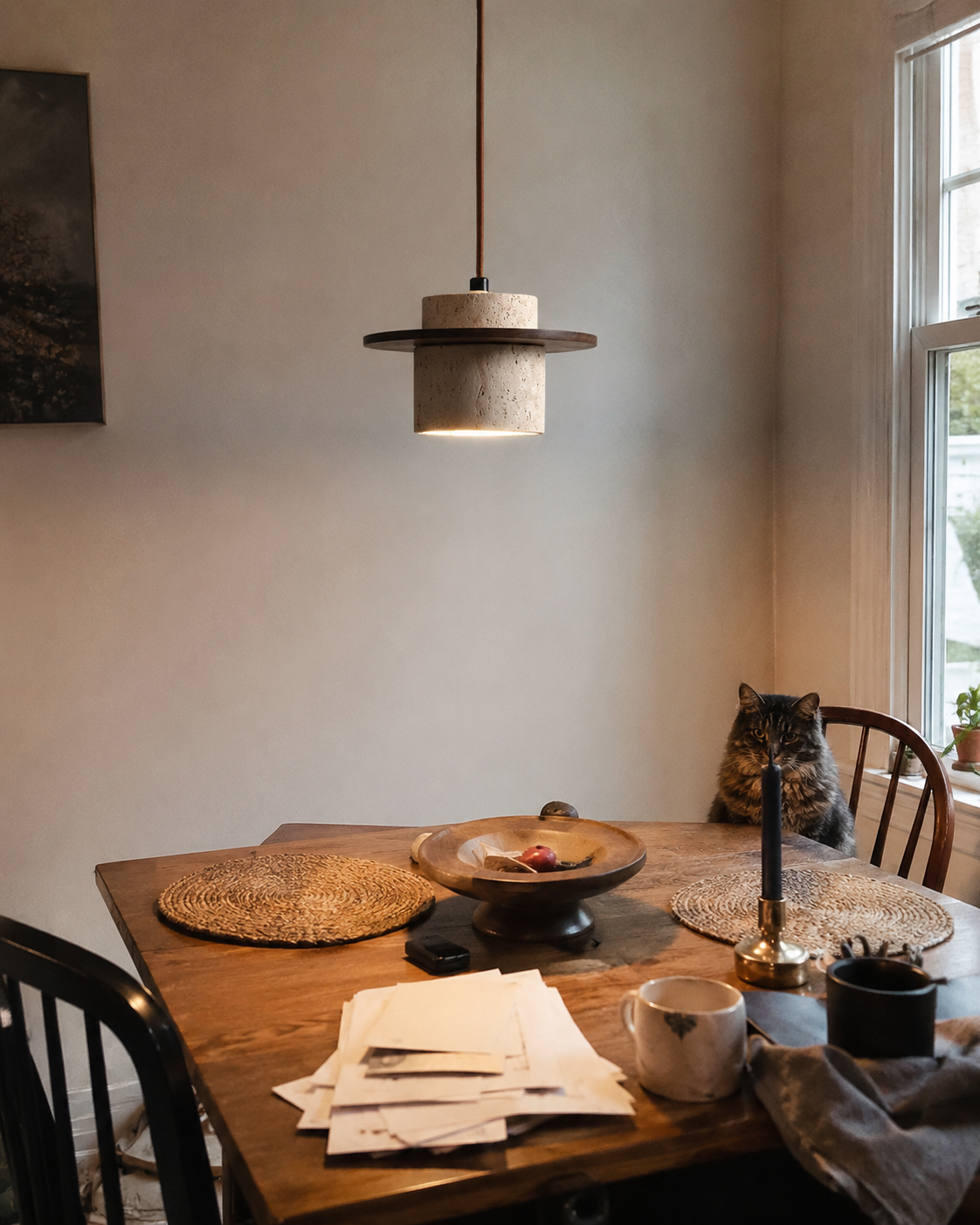 Ishi | Japandi Travertine Pendant Light