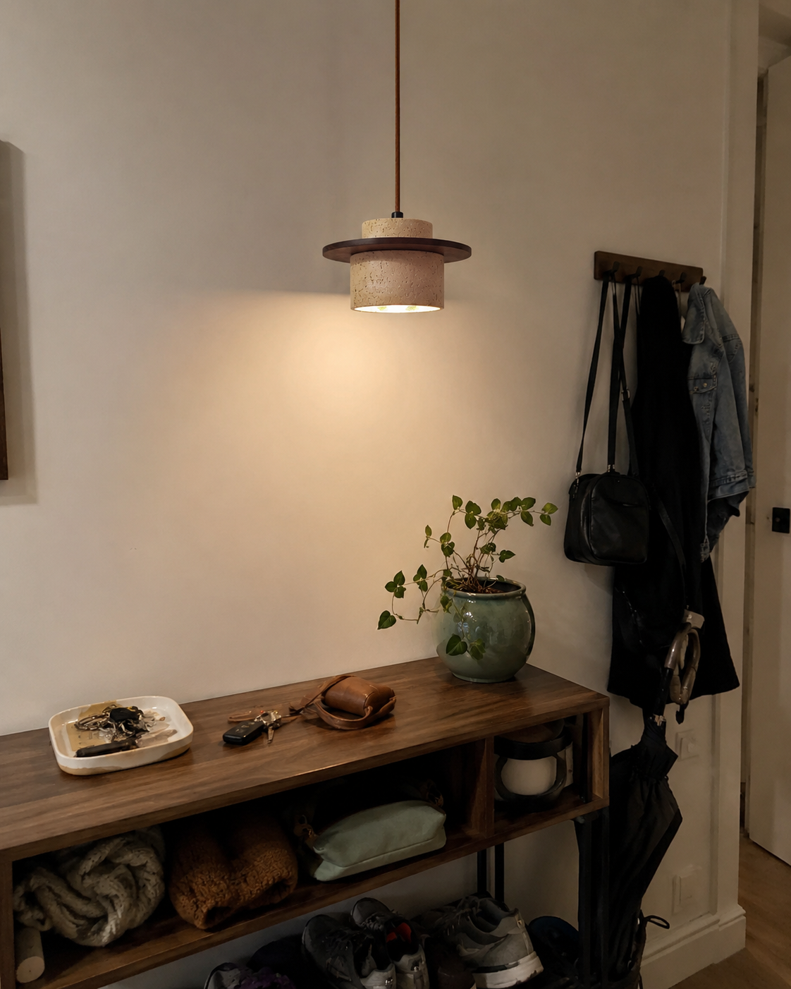 Ishi | Japandi Travertine Pendant Light