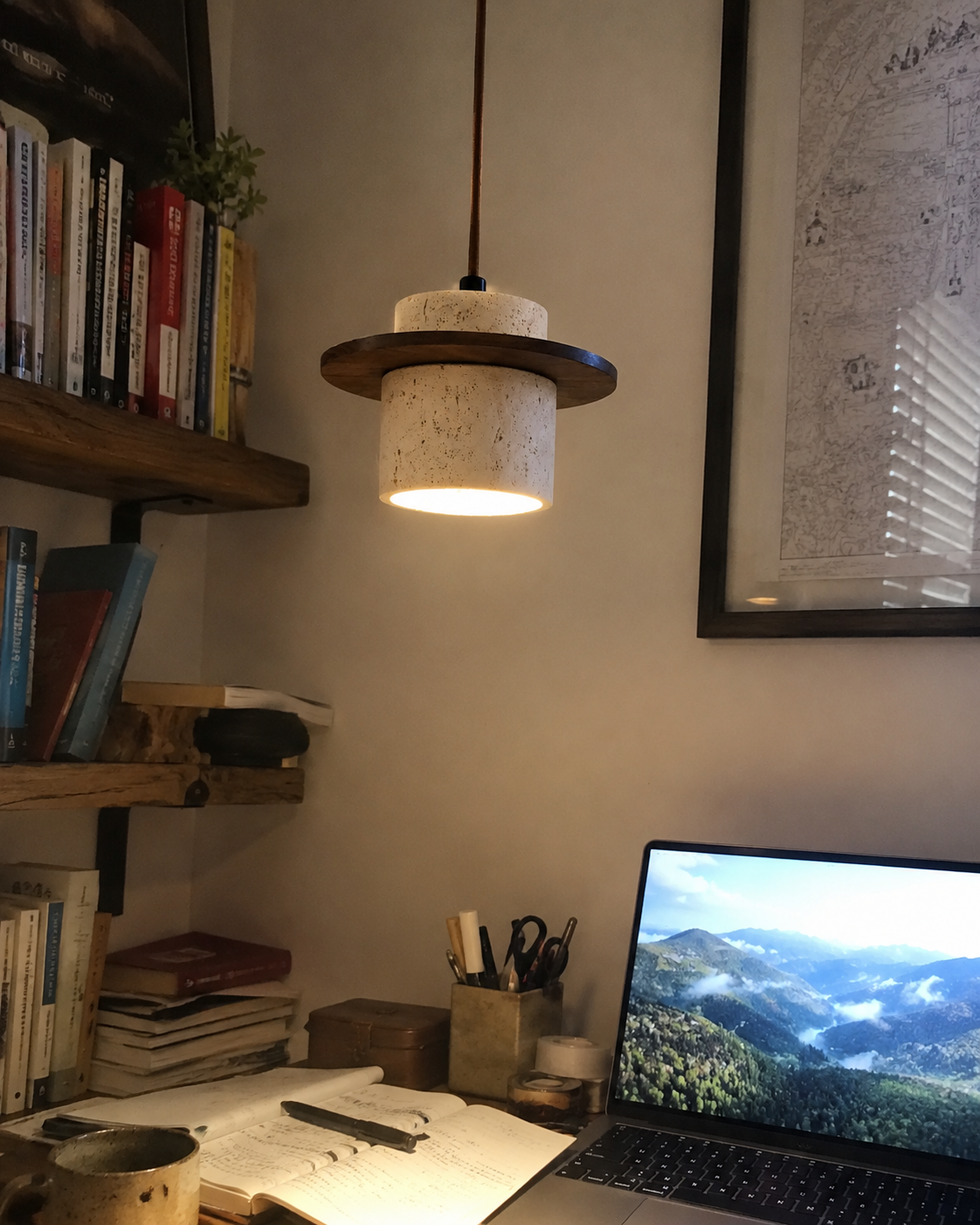 Ishi | Japandi Travertine Pendant Light