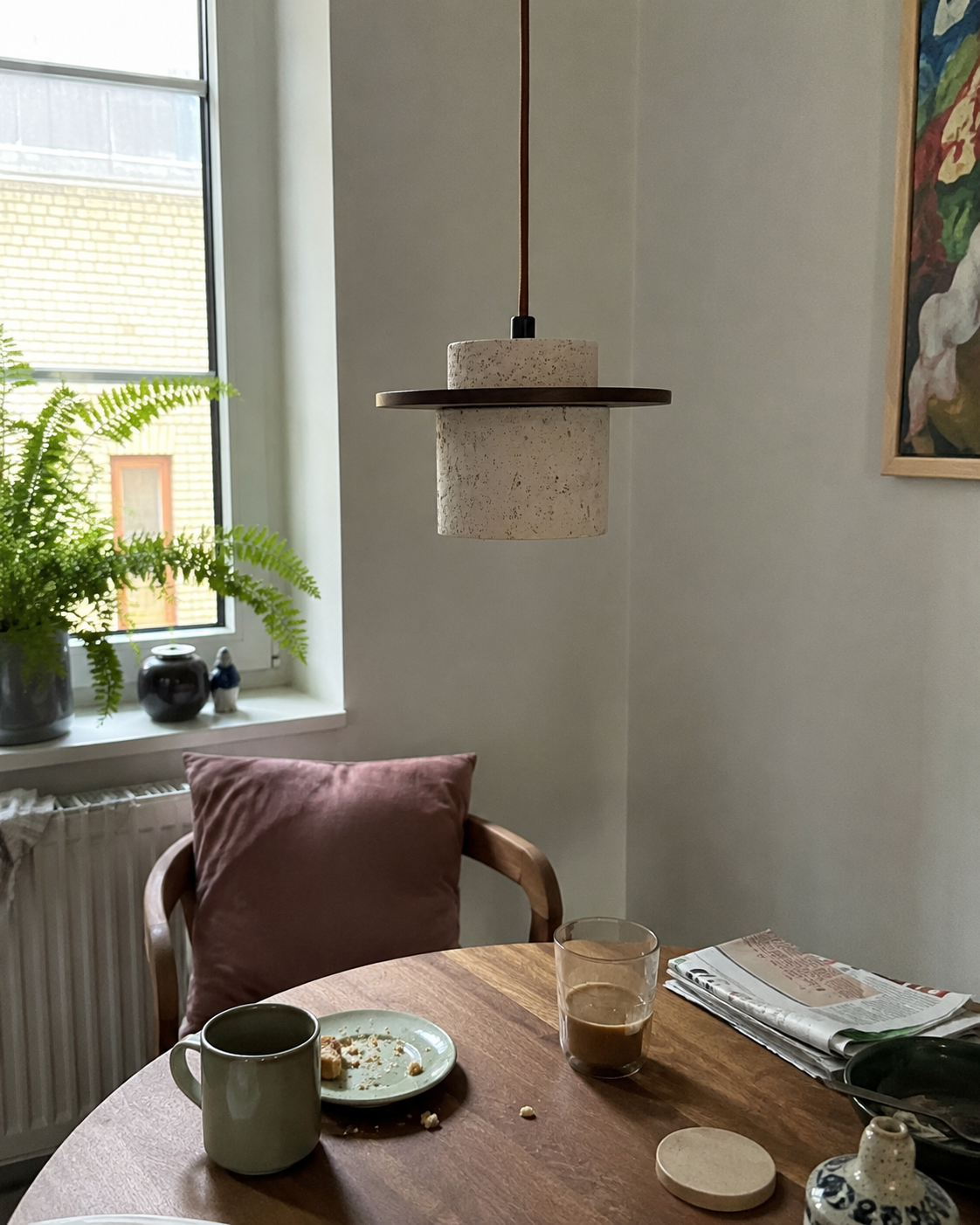 Ishi | Japandi Travertine Pendant Light