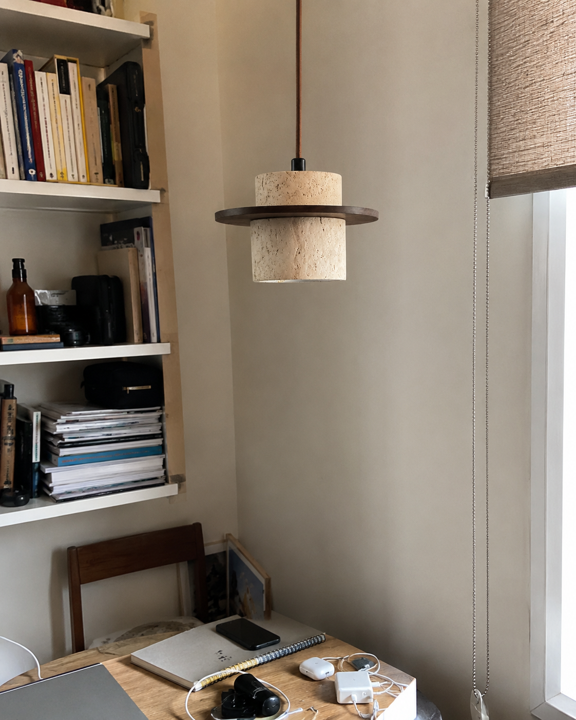 Ishi | Japandi Travertine Pendant Light