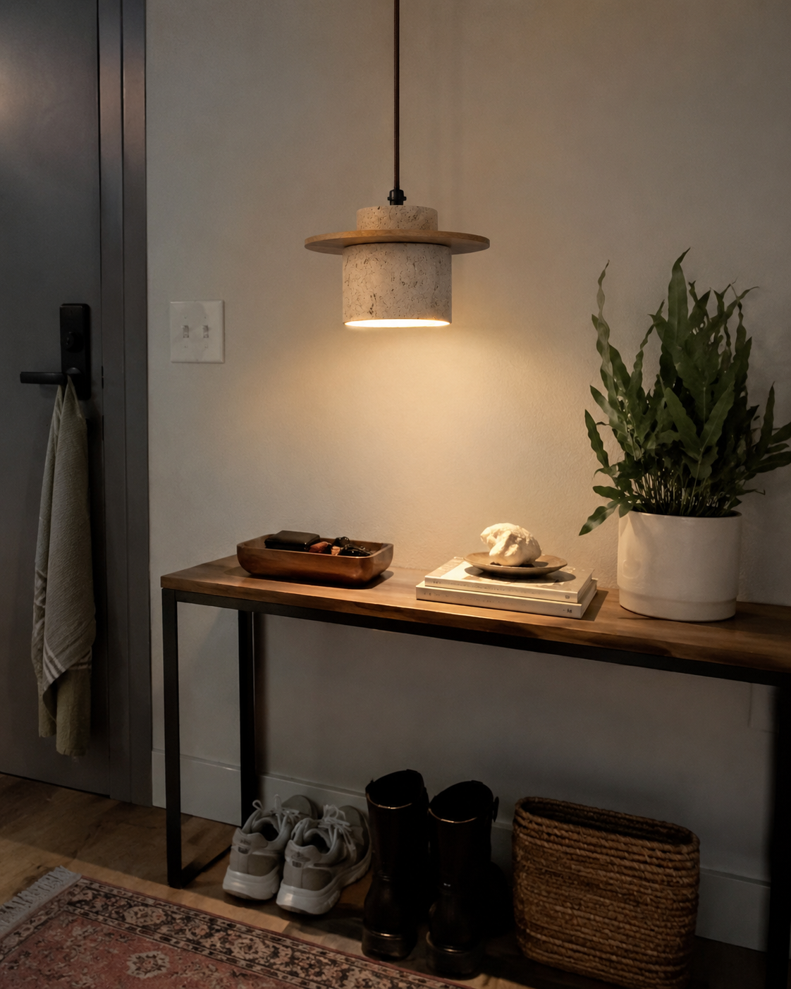 Ishi | Japandi Travertine Pendant Light