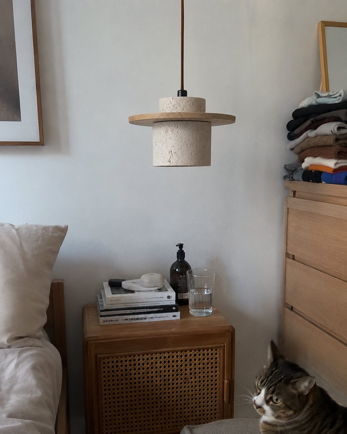 Ishi | Japandi Travertine Pendant Light