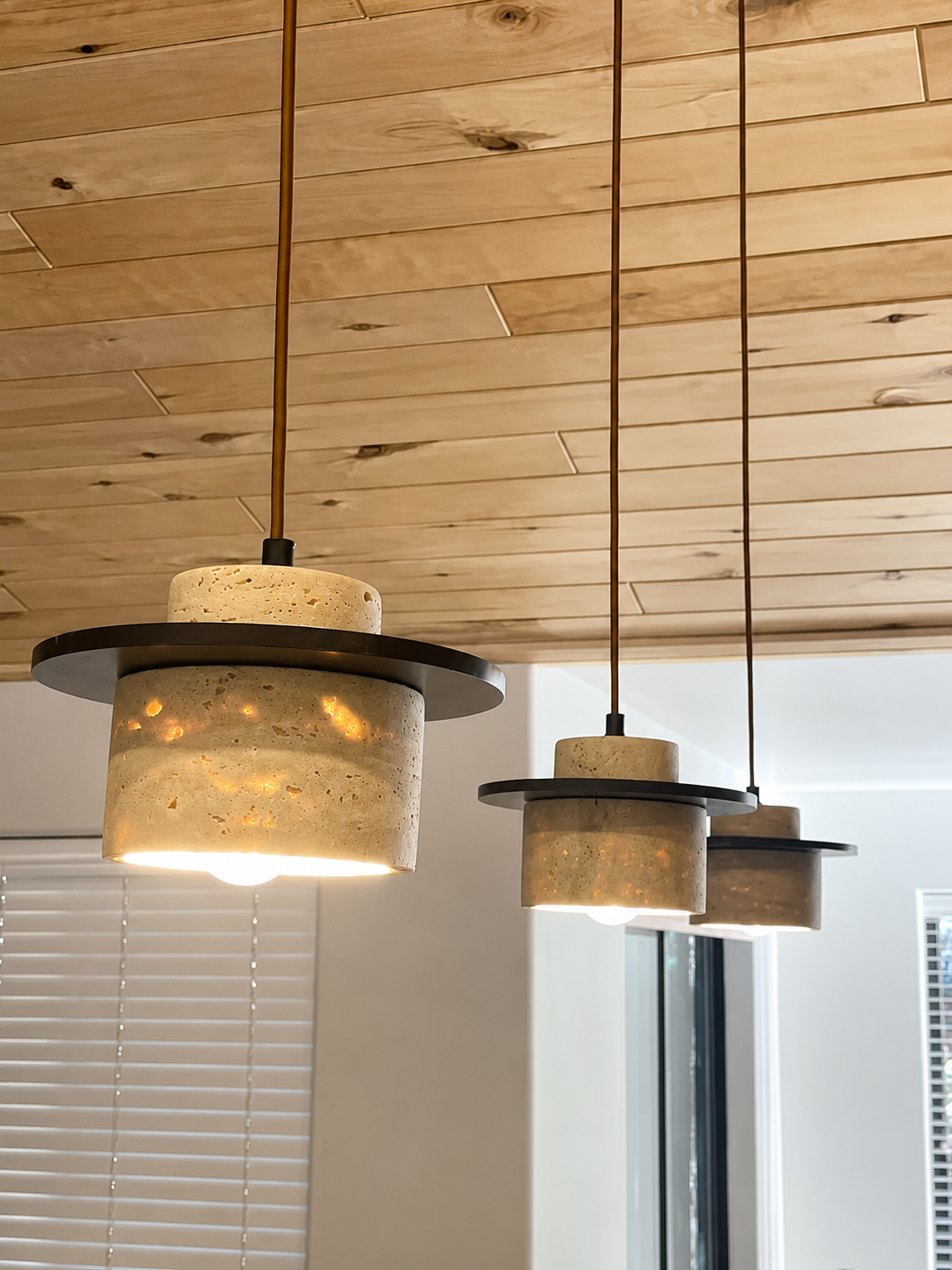 Ishi | Japandi Travertine Pendant Light