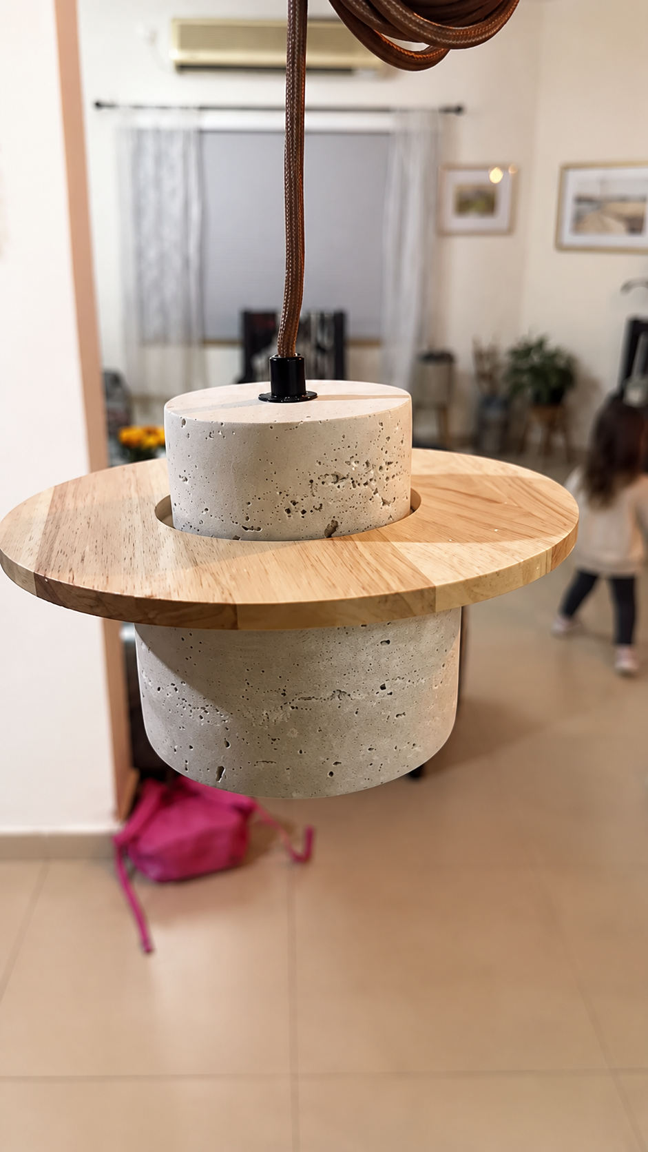 Ishi | Japandi Travertine Pendant Light